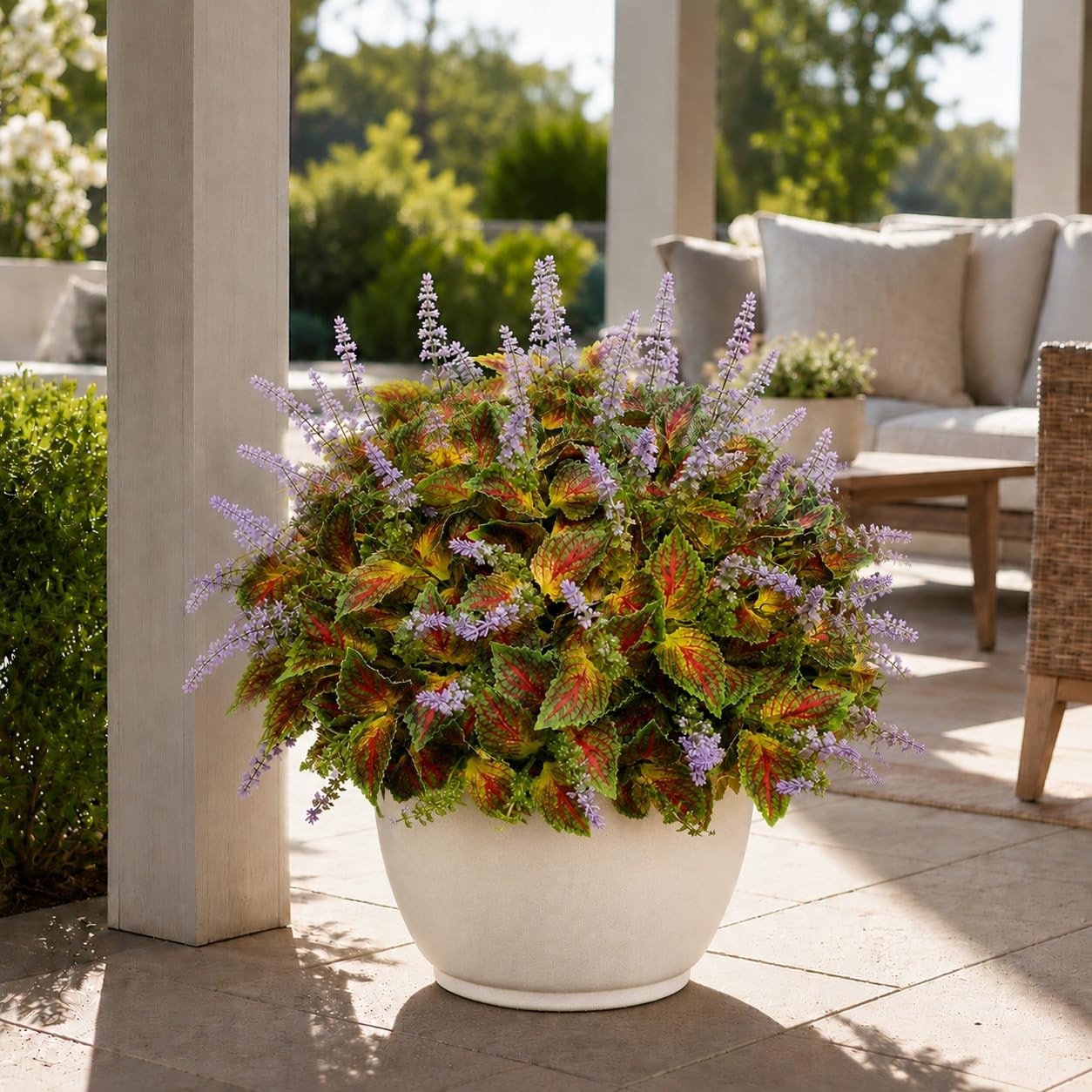 Artificial Coleus Flowers for Outdoor Planters, Realistic Faux Coleus Plant w…