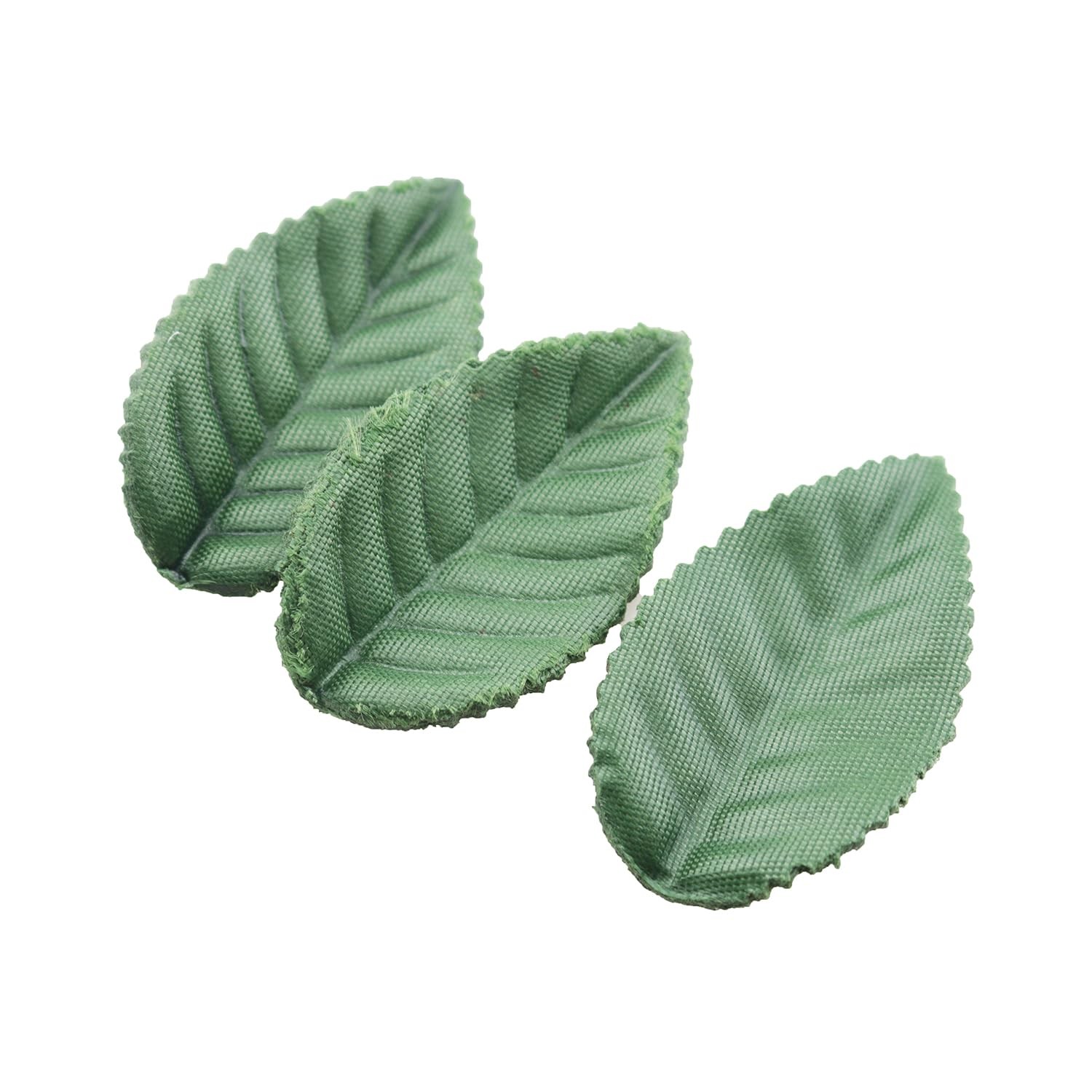 100PCS Faux Dark Green Leaves Single Piece Rayon Fabric Rose Leaves 5.5CM Gif…