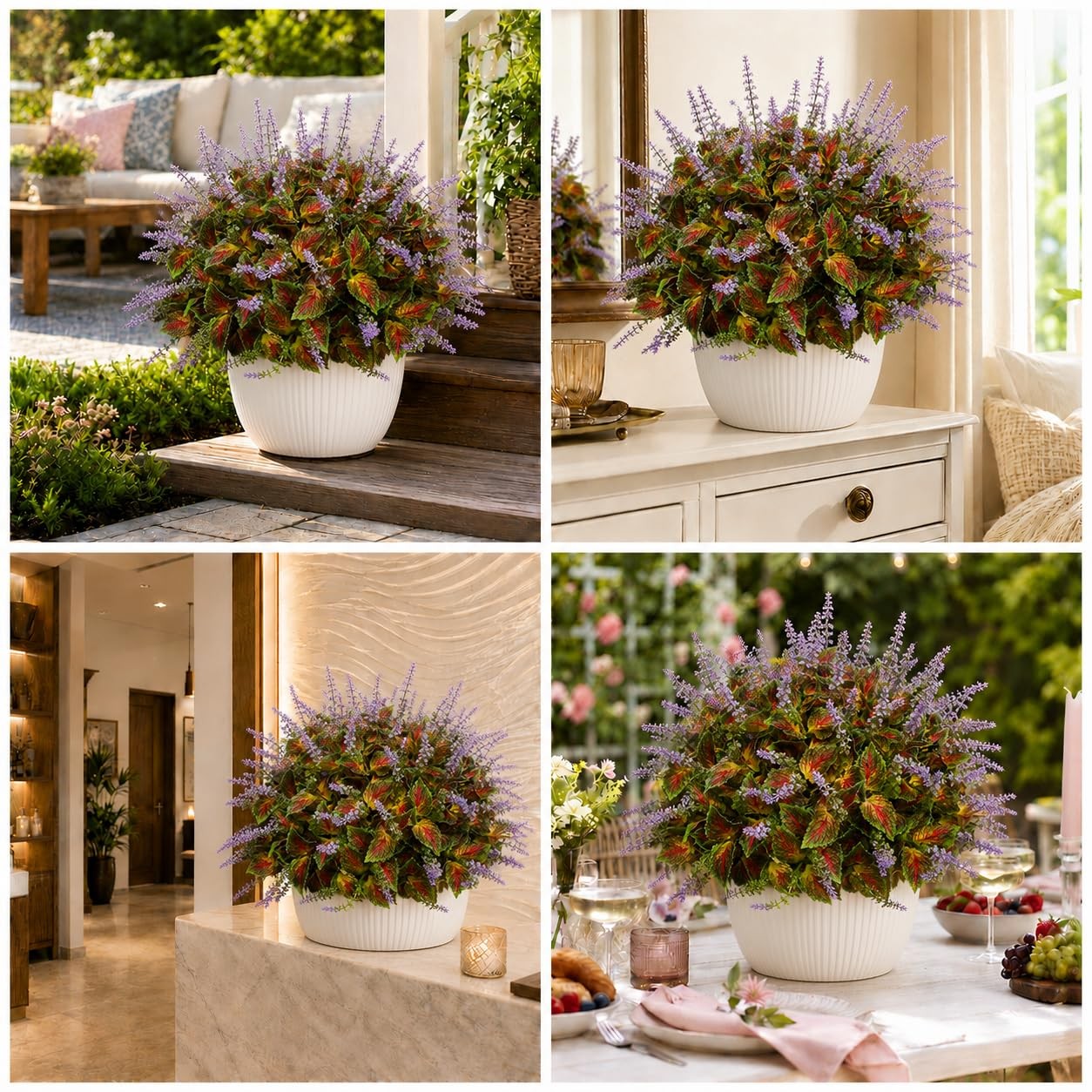 Artificial Coleus Flowers for Outdoor Planters, Realistic Faux Coleus Plant w…