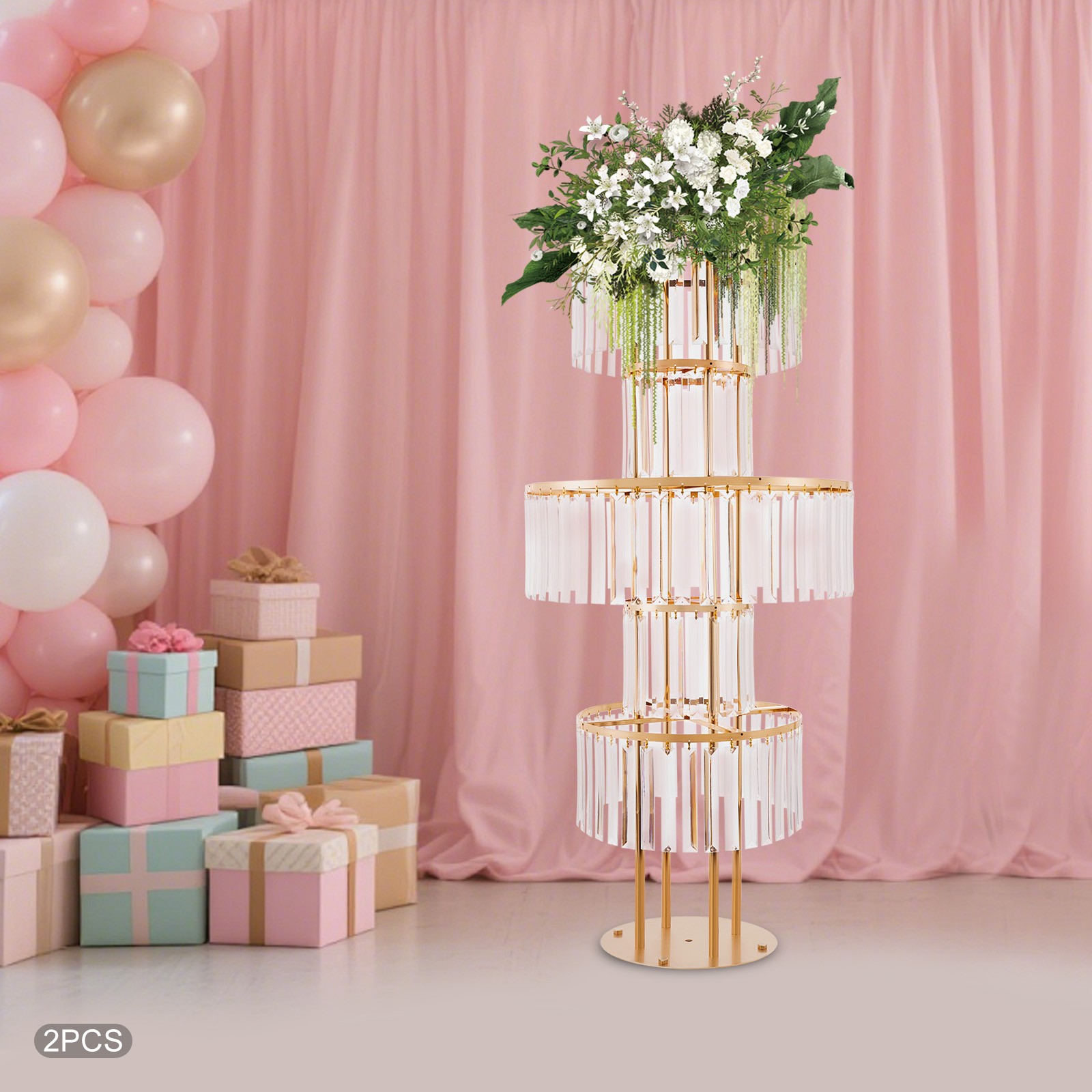 5 Tier 43.3 in Height Flower Stands 2PCS Flower Stands Crystal Flower Stands