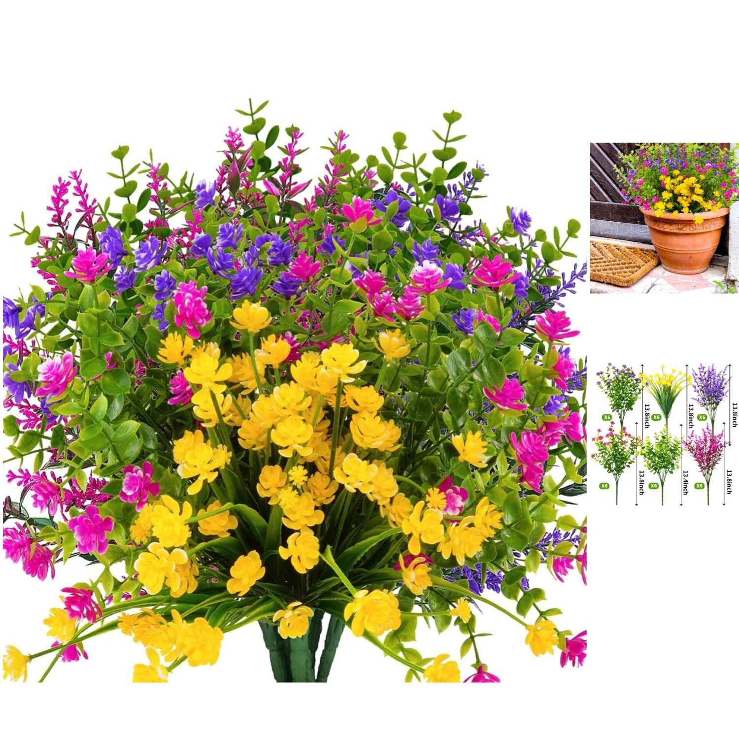 Elegant 36 Bundles of Mixed Faux Flowers – Perfect for Indoor & Outdoor Use