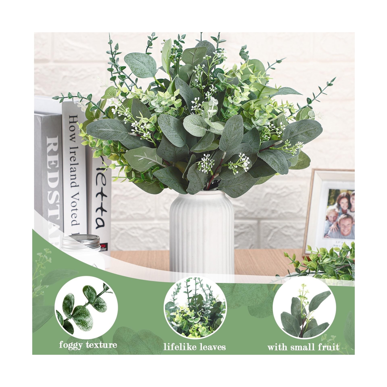 Ceenna 400 Pcs 6 Kinds Mixed Eucalyptus Leaves Stems Bulk Artificial Eucalypt…