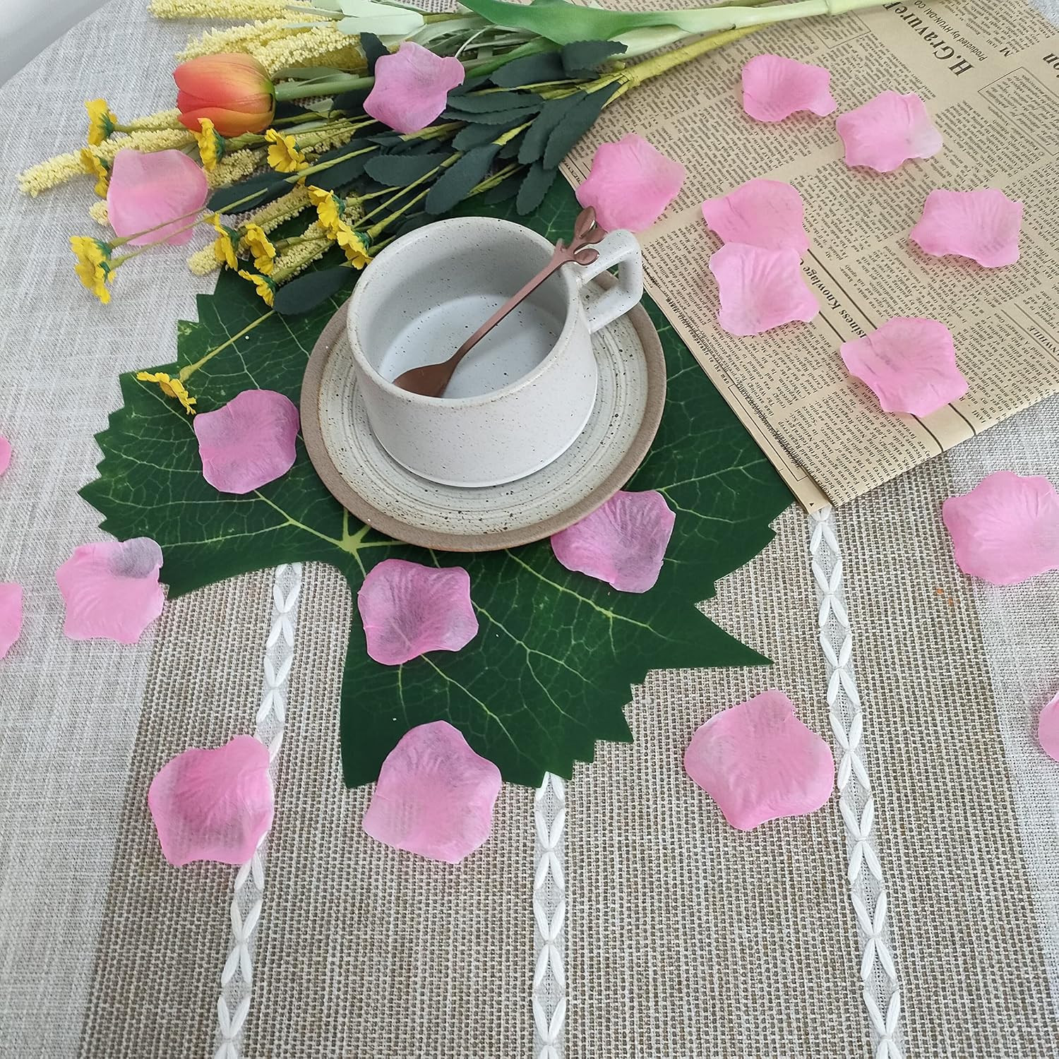 ATFL 0.9 Pound Pink Rose Petals, 5000 Pcs for Romantic Night Set, Fake Flower Pe