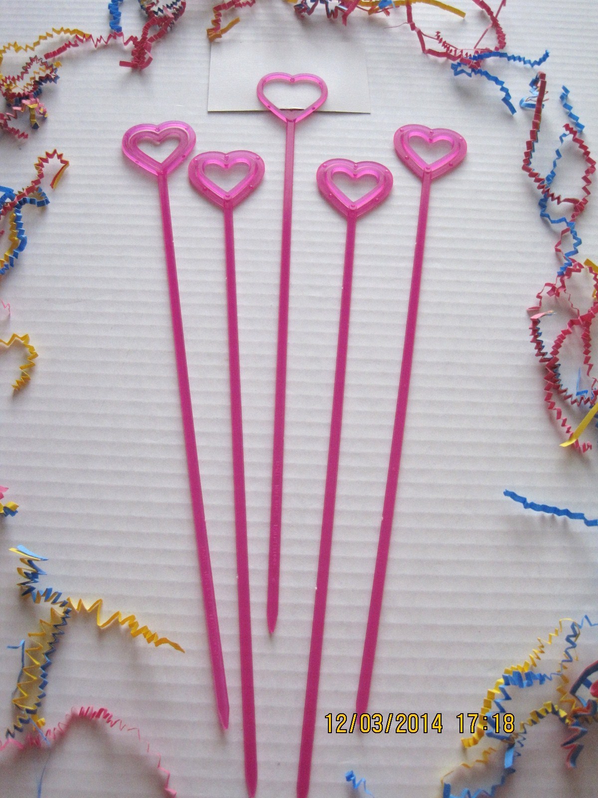 Floral Picks HEART, BUTTERFLY, STAR 12″ Pink, Red, Orange, Card Holders 12/Pk!