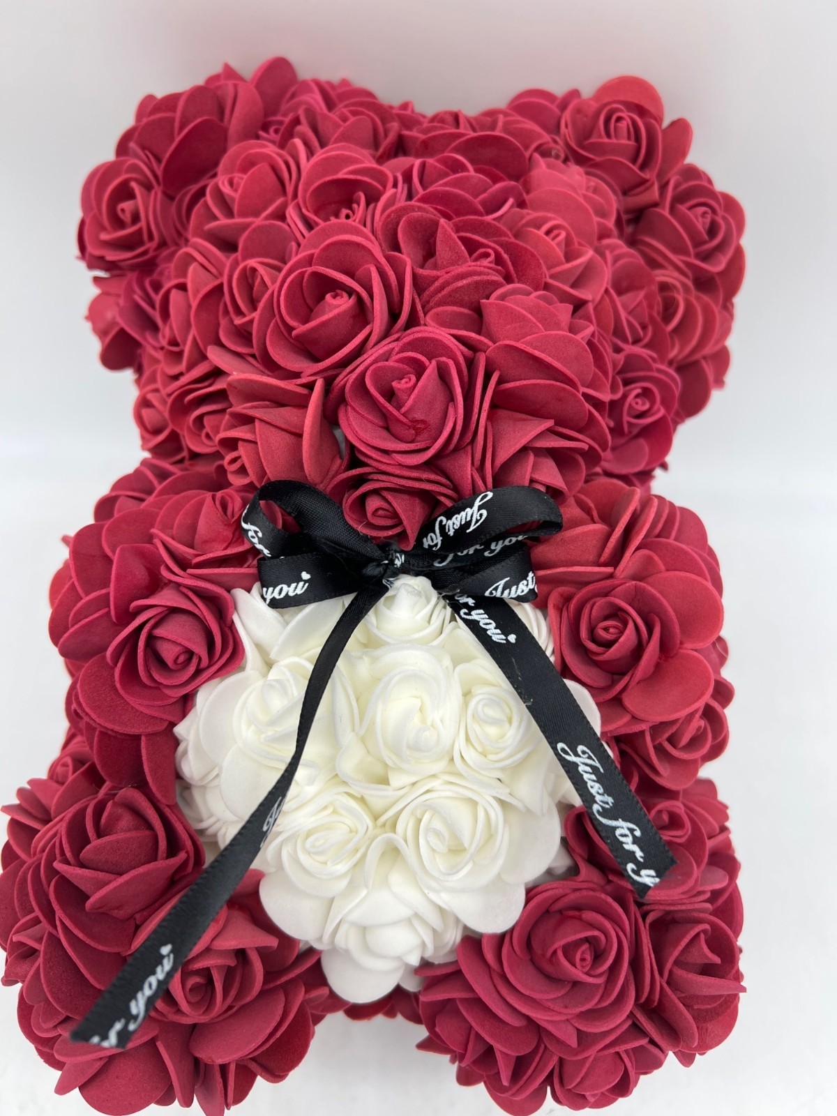 Just For You Faux Rose Flower Teddy Bear Gift