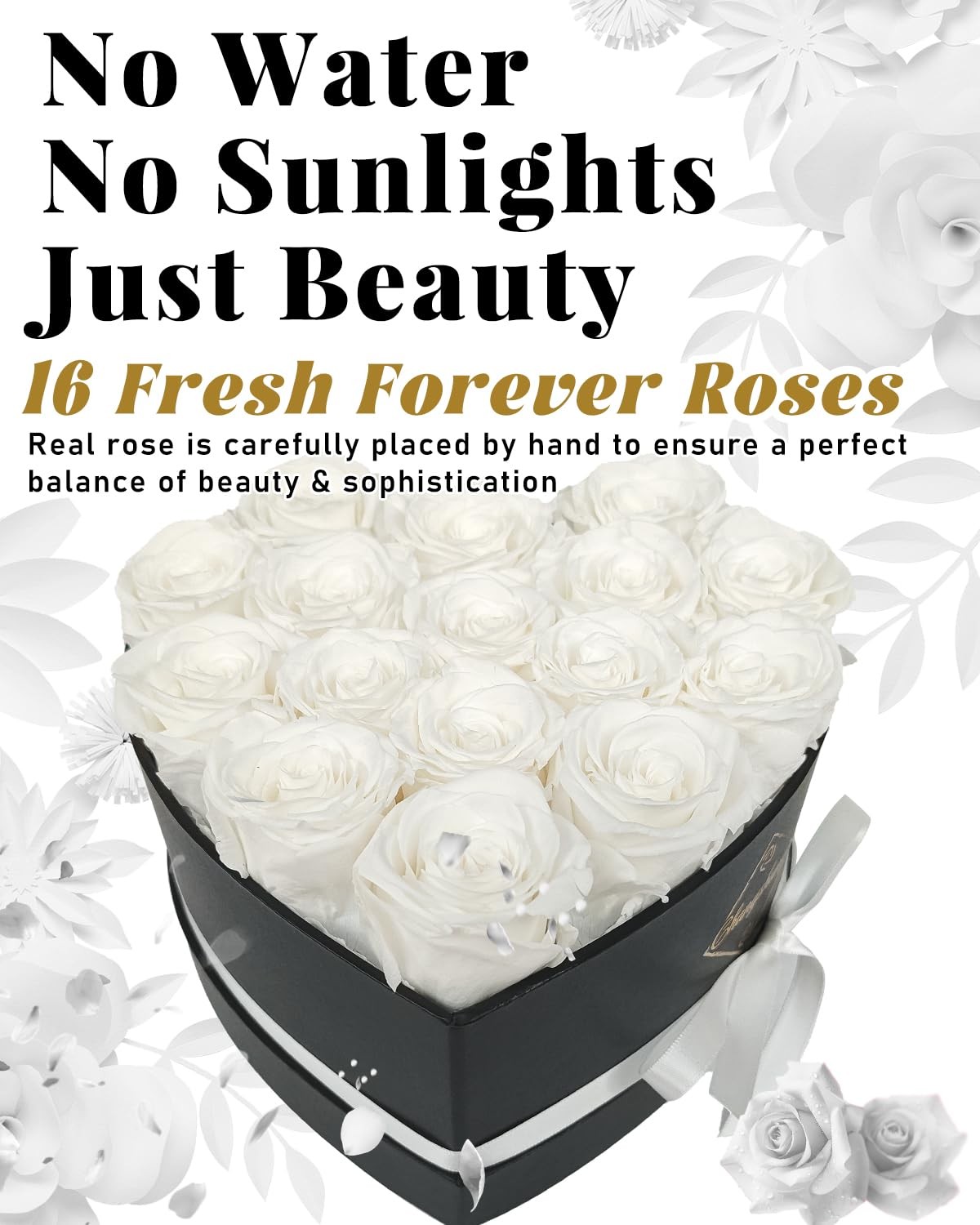 16 Flowers Forever Preserved Roses in Box, Preserved Flowers Womens Birthday …