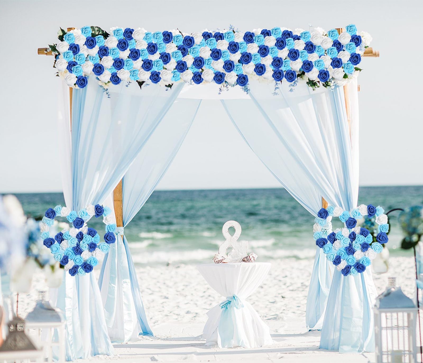 200 PCS Blue Foam Artificial Rose Flower Heads Fake Floral Wedding Home Decor