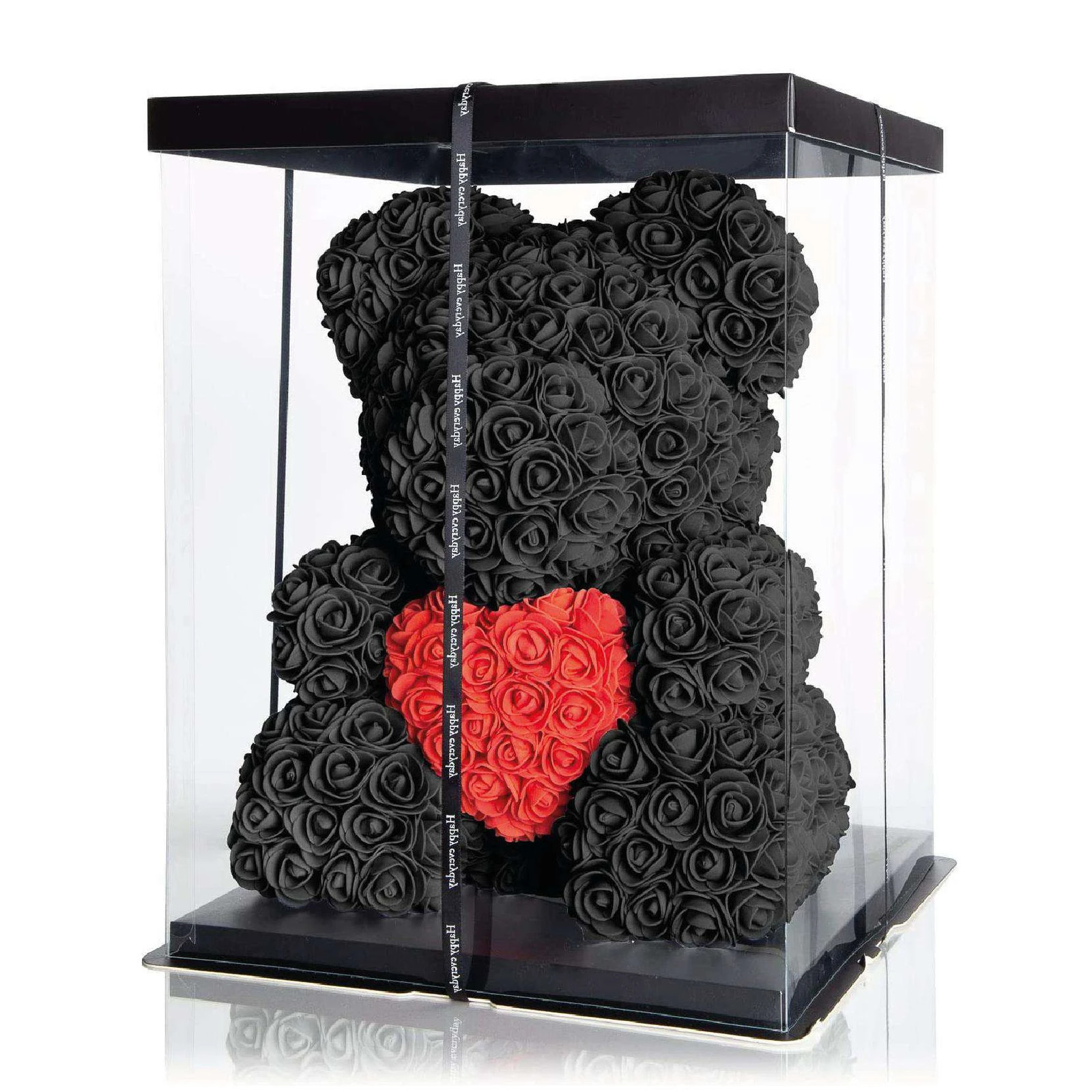 Large 16 inch Rose Bear Rose Teddy Bear Artificial Flower Girlfriend Gift Black