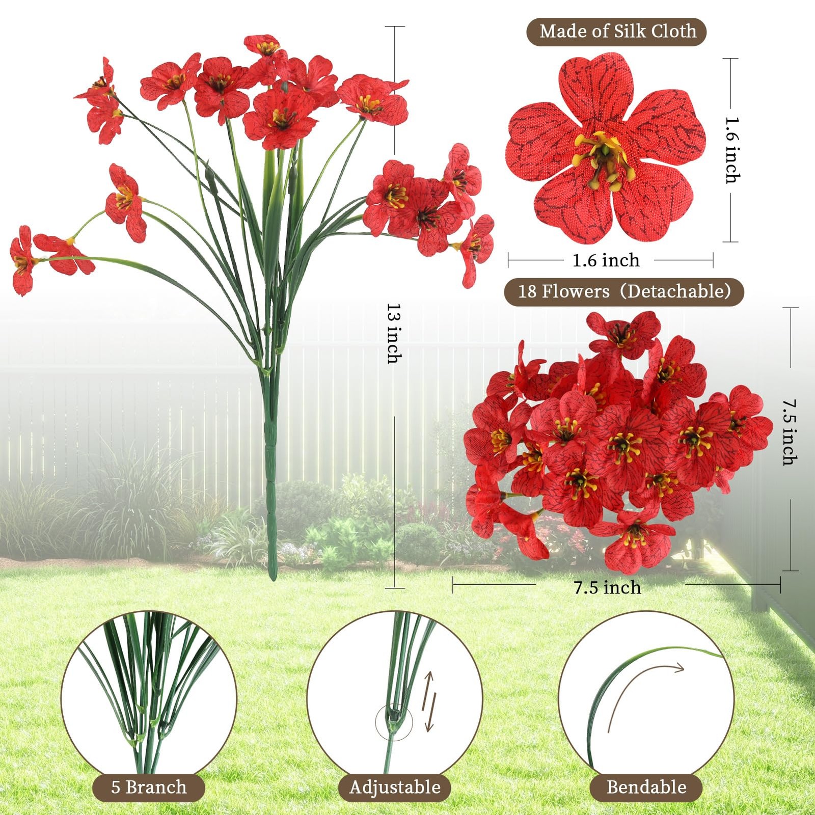 24 Bundles Artificial Flowers for Outdoors/Indoors, Fake Flowers Plants for I…
