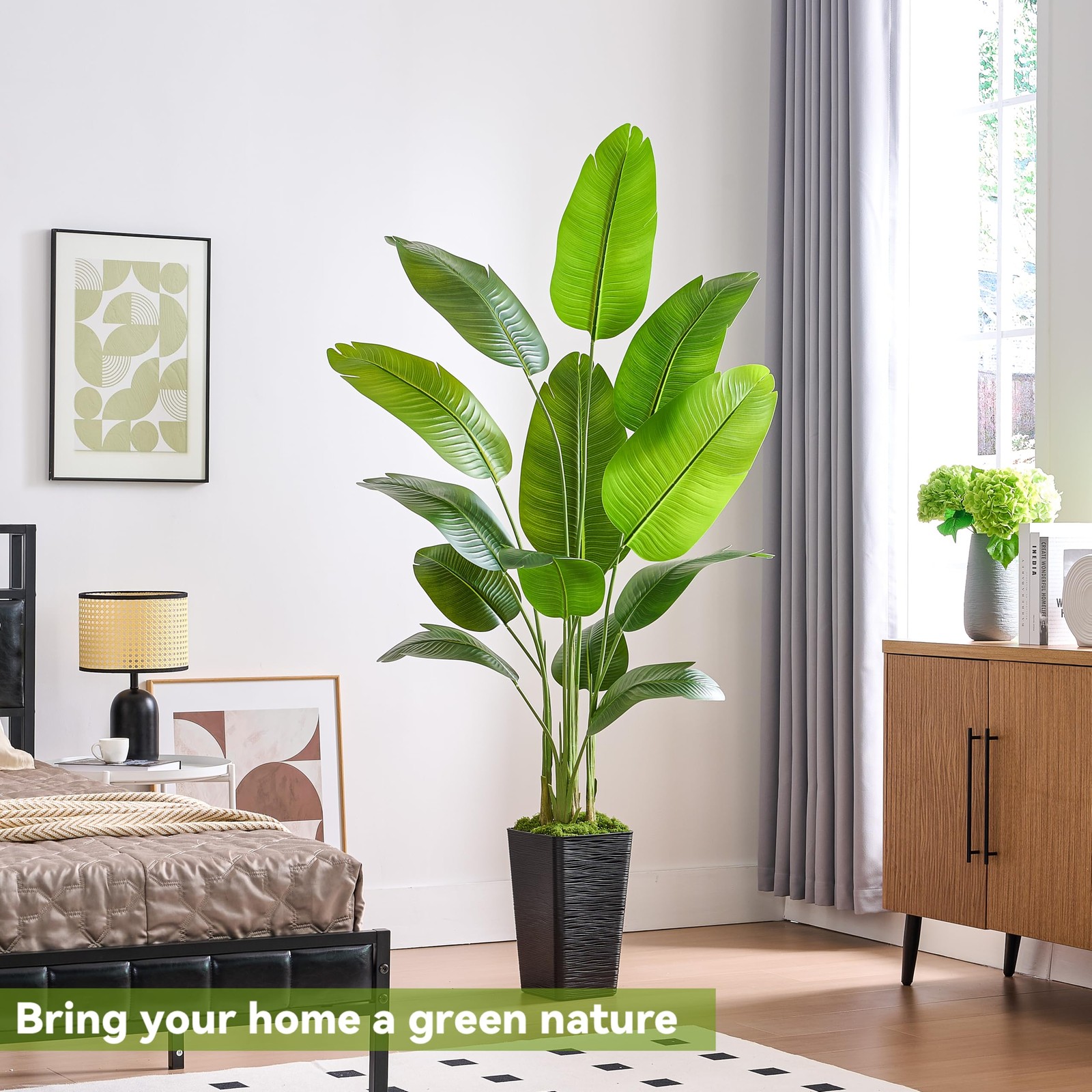 Bird of Paradise Artificial Plant, 6FT Faux Plants Indoor Banana Leaf Tree wi…