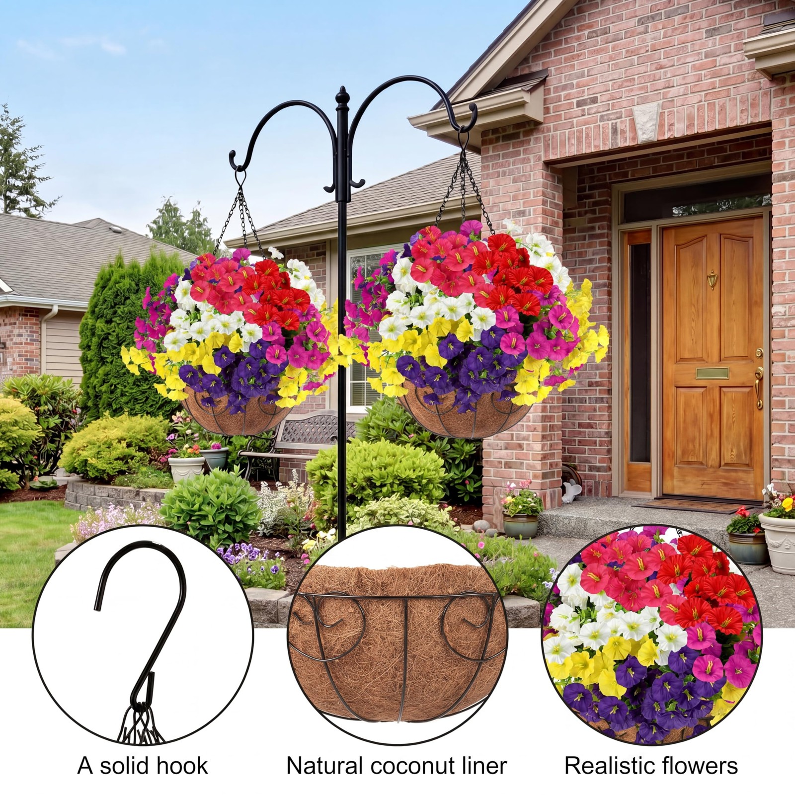Artificial Flowers for Outdoors with Baskets Hanging Plant Faux Flowers UV Re…