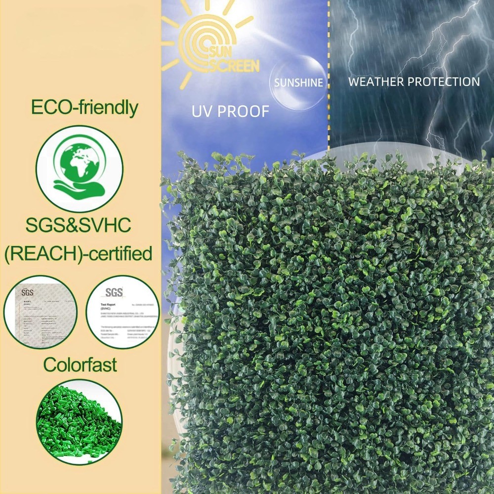 12Pcs 10″x10″ Boxwood Grass Wall Panels, Artificial Hedge Backdrop Decor