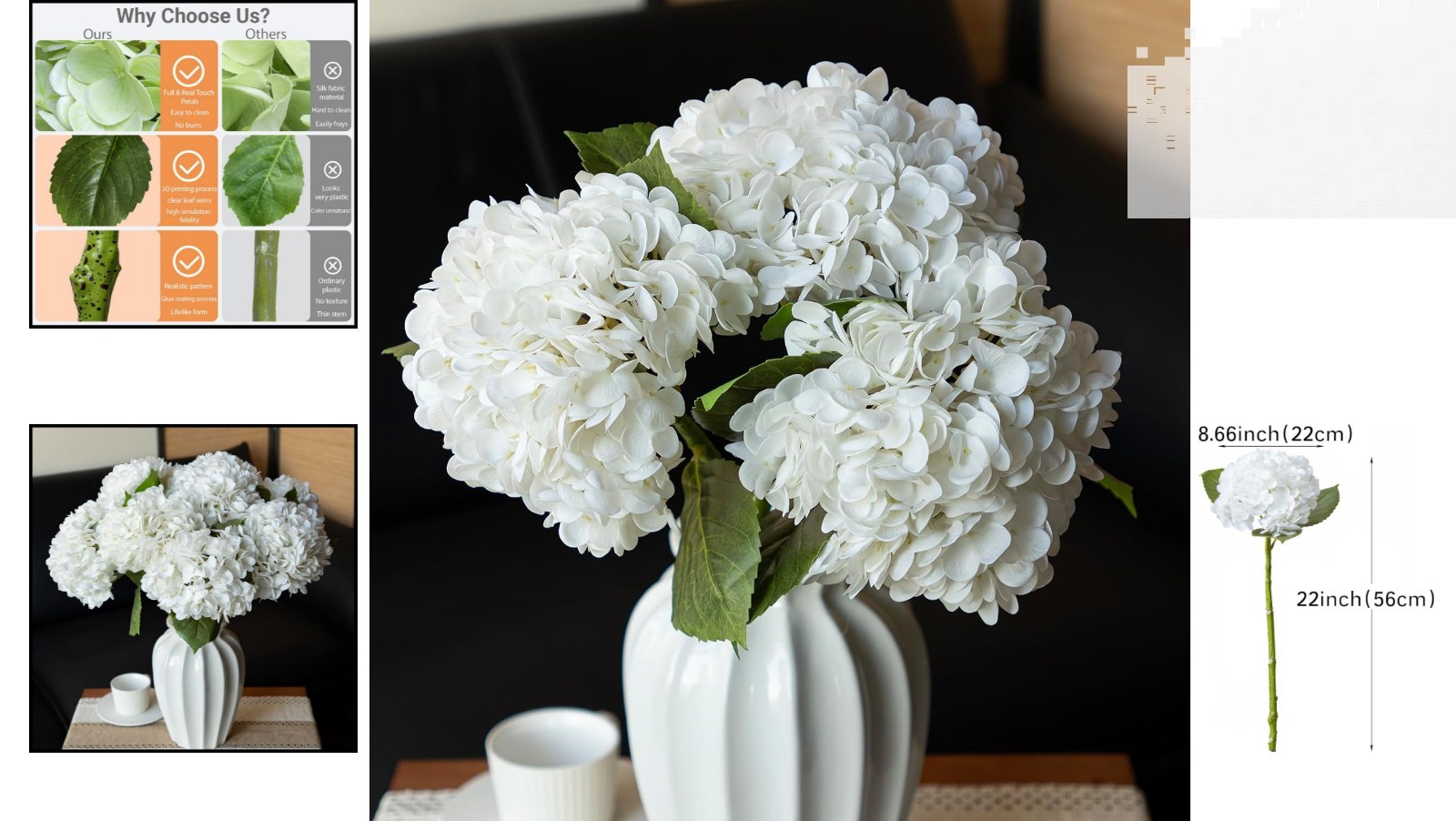 22″ Realistic Soft Touch Hydrangea Artificial Flowers – Perfect for Weddings …