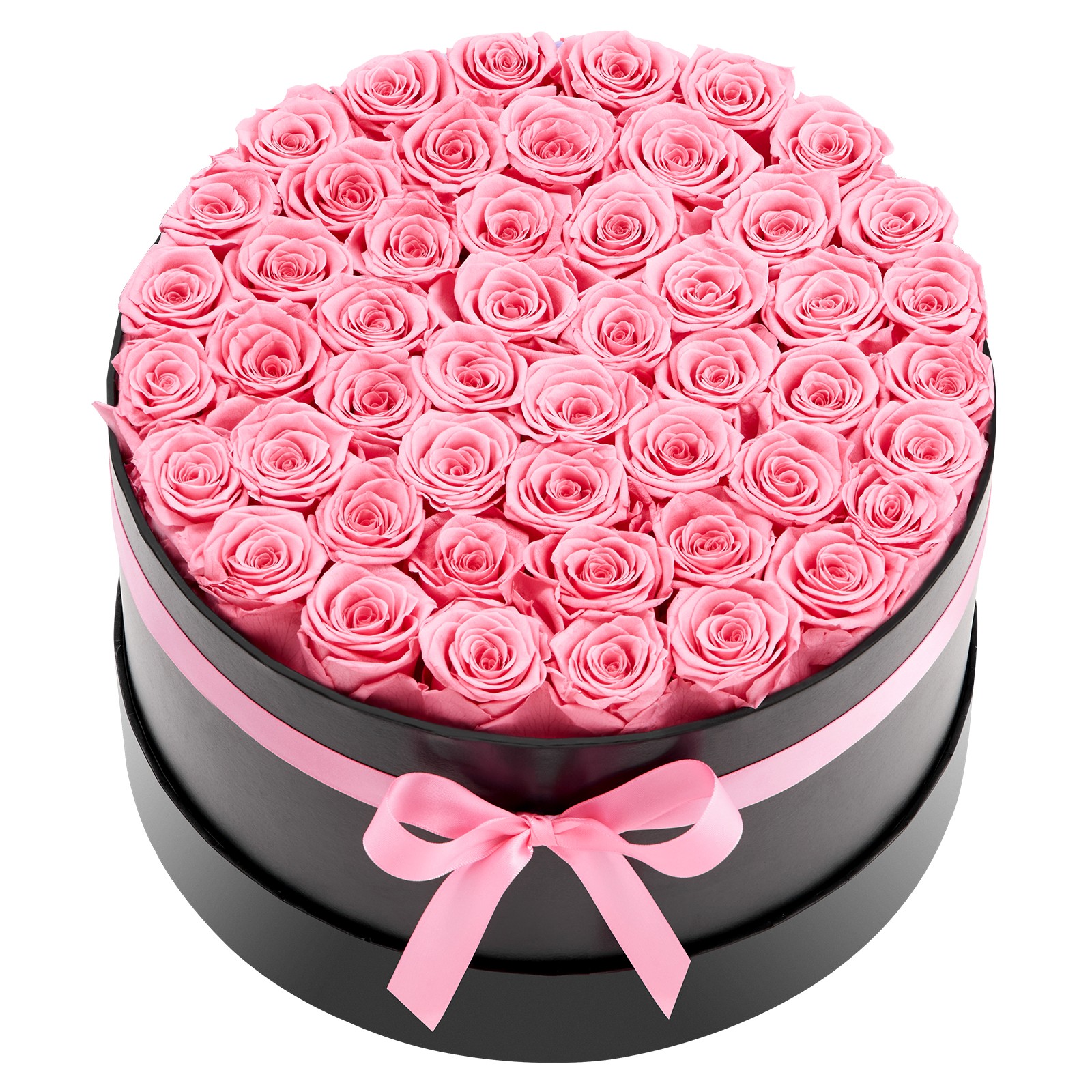 VEVOR Forever Flowers 50 Preserved Roses Round Box Eternal Bouquet Sweet Pink