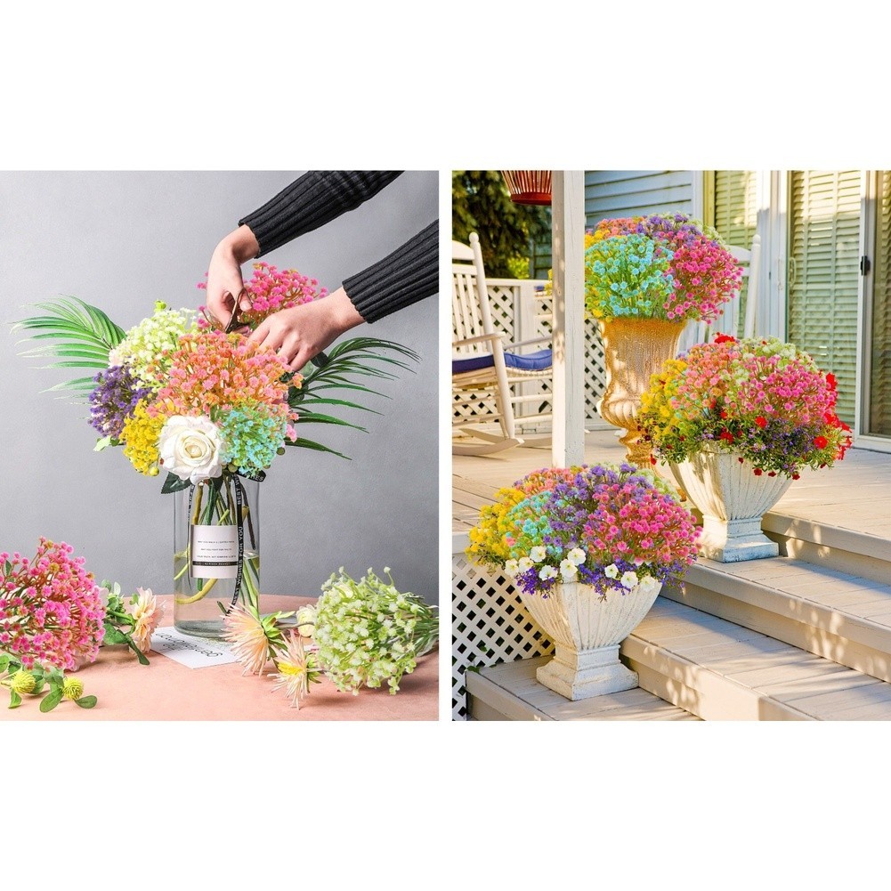 3-Stem Soft PVC Baby Breath Flowers for Wedding Bouquets and Photography Props