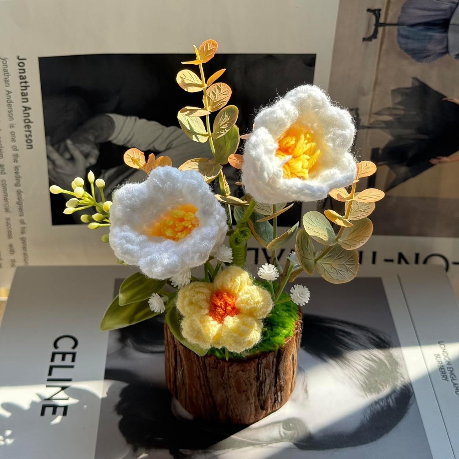 Crochet Flowers Lily of The Valley Bouquet Creative Knitted Potted Plant Gifts
