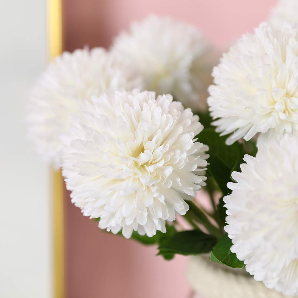12pcs Artificial Chrysanthemum Ball Flowers Silk Hydrangea Bridal Wedding Bou…