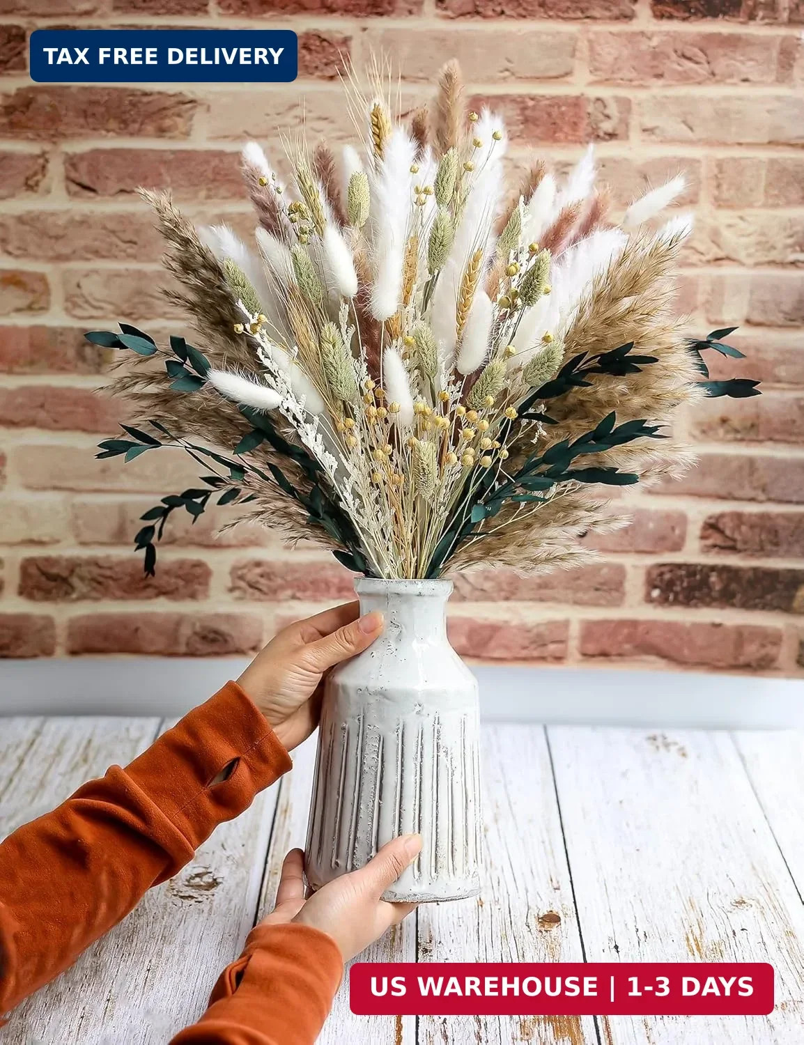 xin’s convey 126pcs Dried Pampas Grass Decorations, Dried Flowers Bouquet, Reed