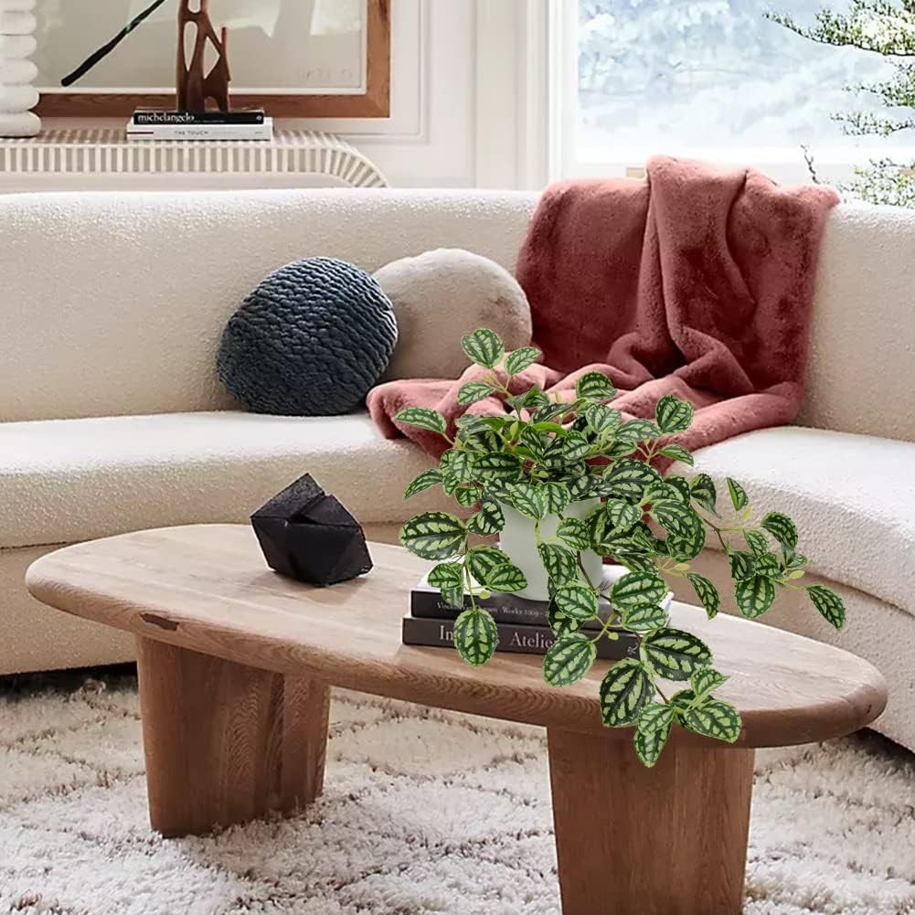 Fake Plant, Silk Faux Pothos Ivy Pink Plant Indoor Green