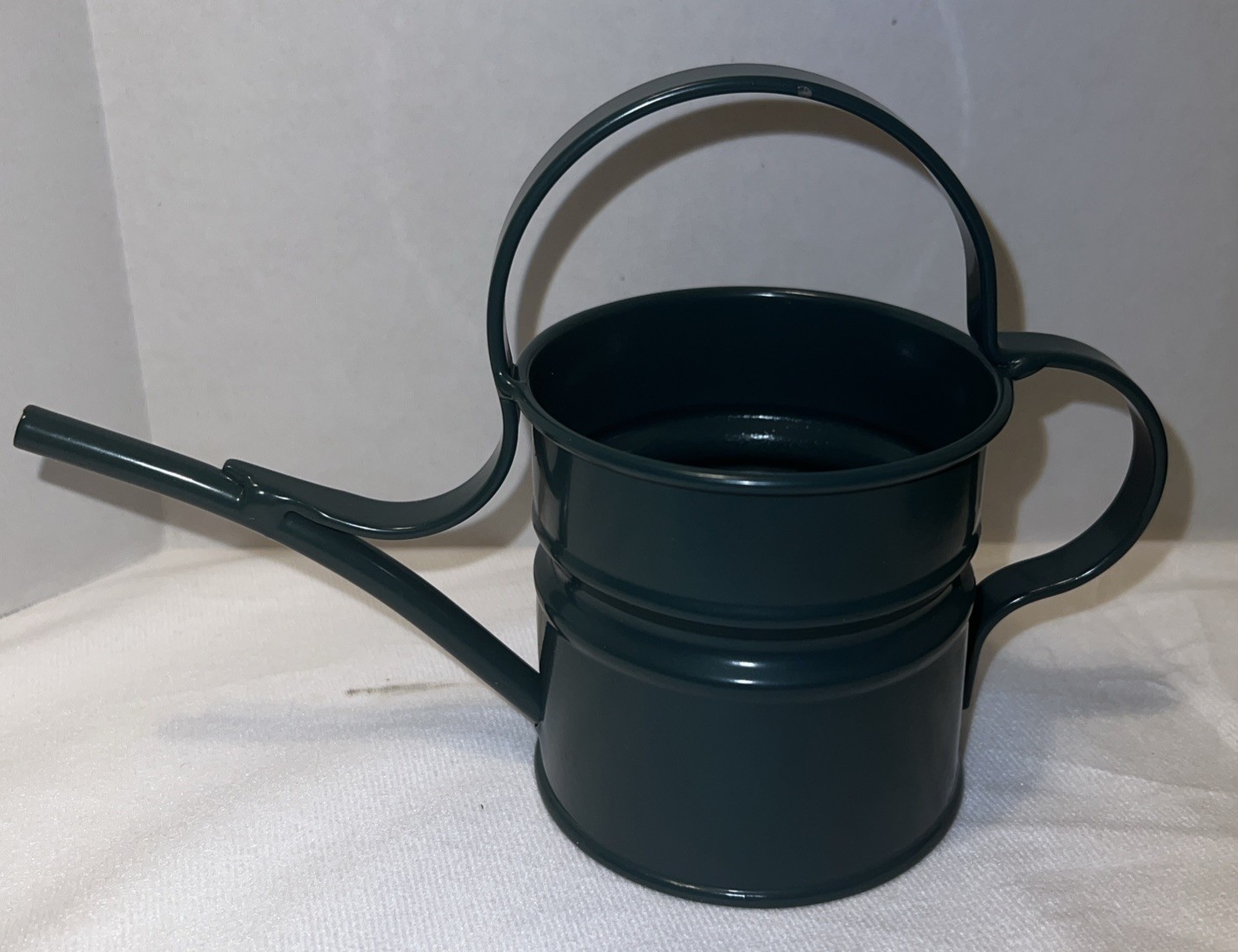 Home Interiors Homco Green “Watering Time” Mini-Planter/ Metal Watering Can/NIB