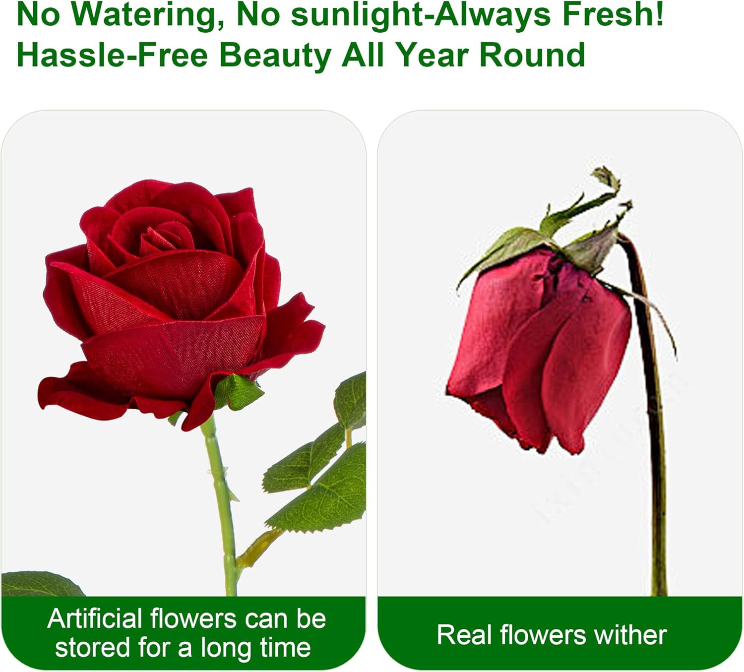 Red Artificial Roses – 100PCS Fake Flowers for Home Decor & Gifts