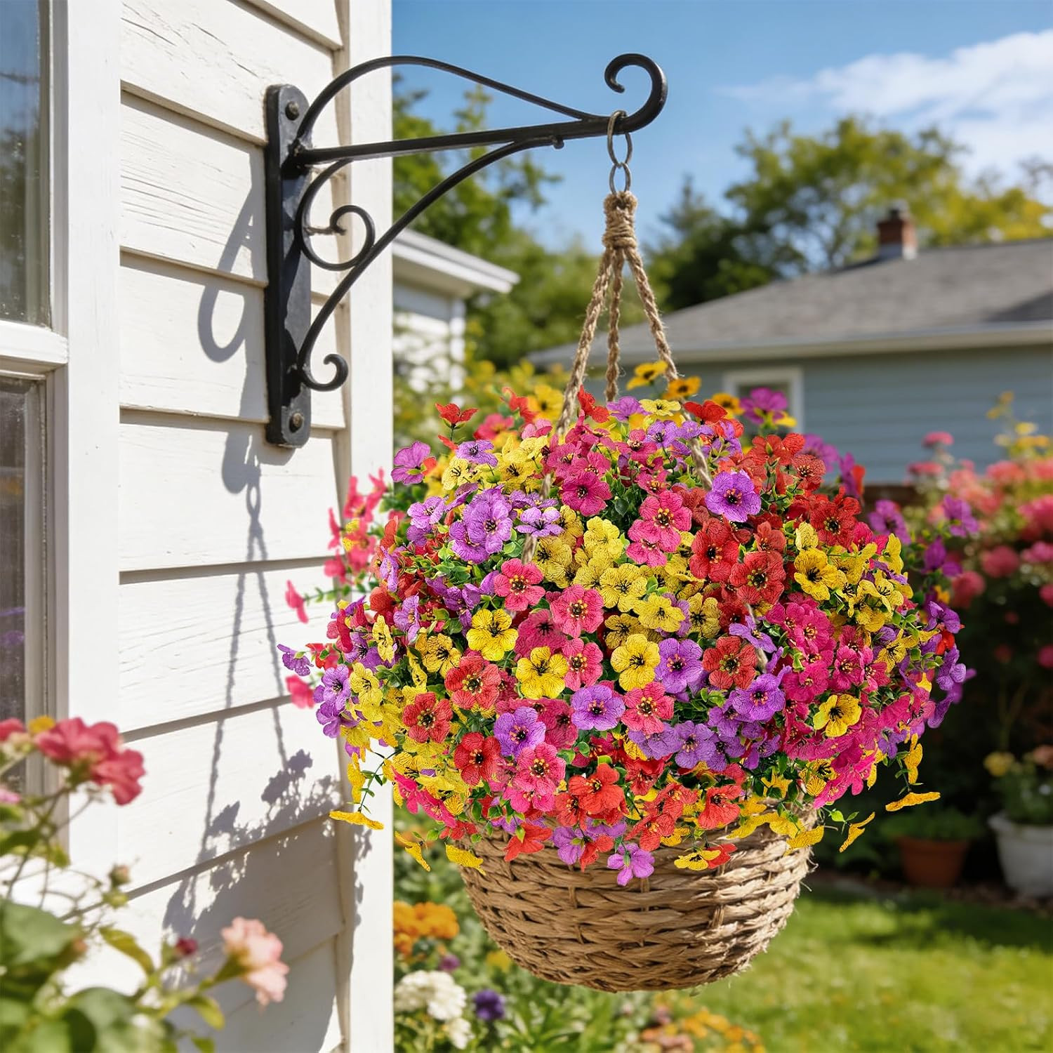 12 Bundles Artificial Flowers for Outdoors UV Resistant Fake Plants Porch Decor