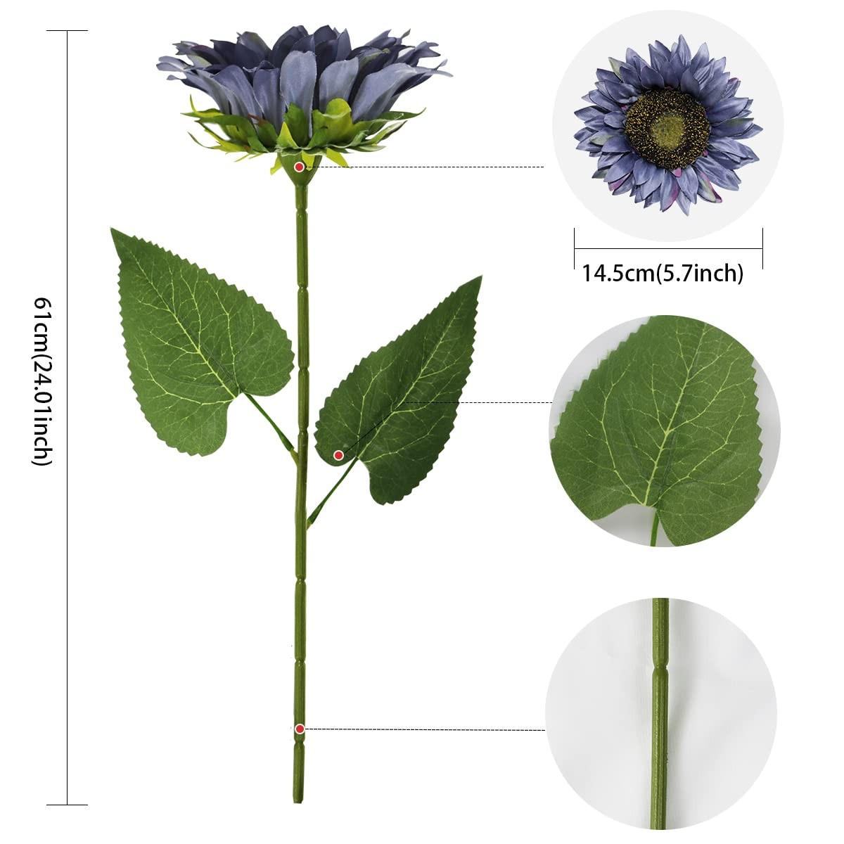 Long Stem Artificial Sunflower for Tall Vase, Silk Fake Fall Sunflowers for H…