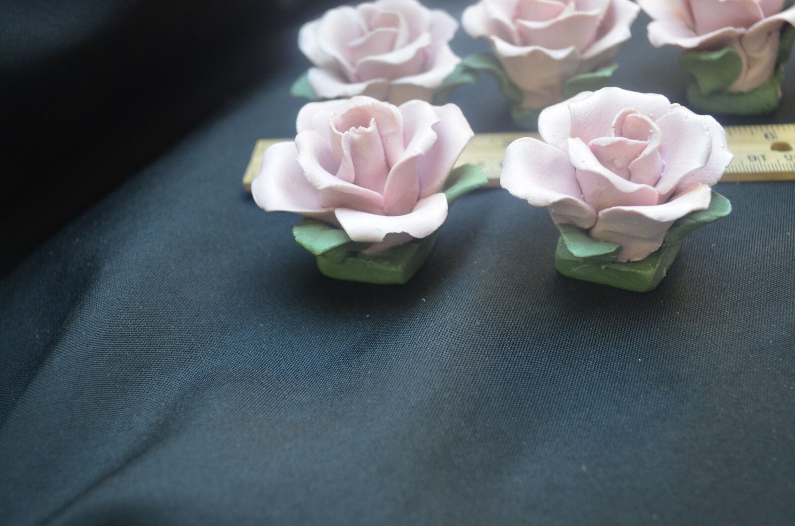 Faux Pink Roses Lot of 7 Unknown Hard Material China
