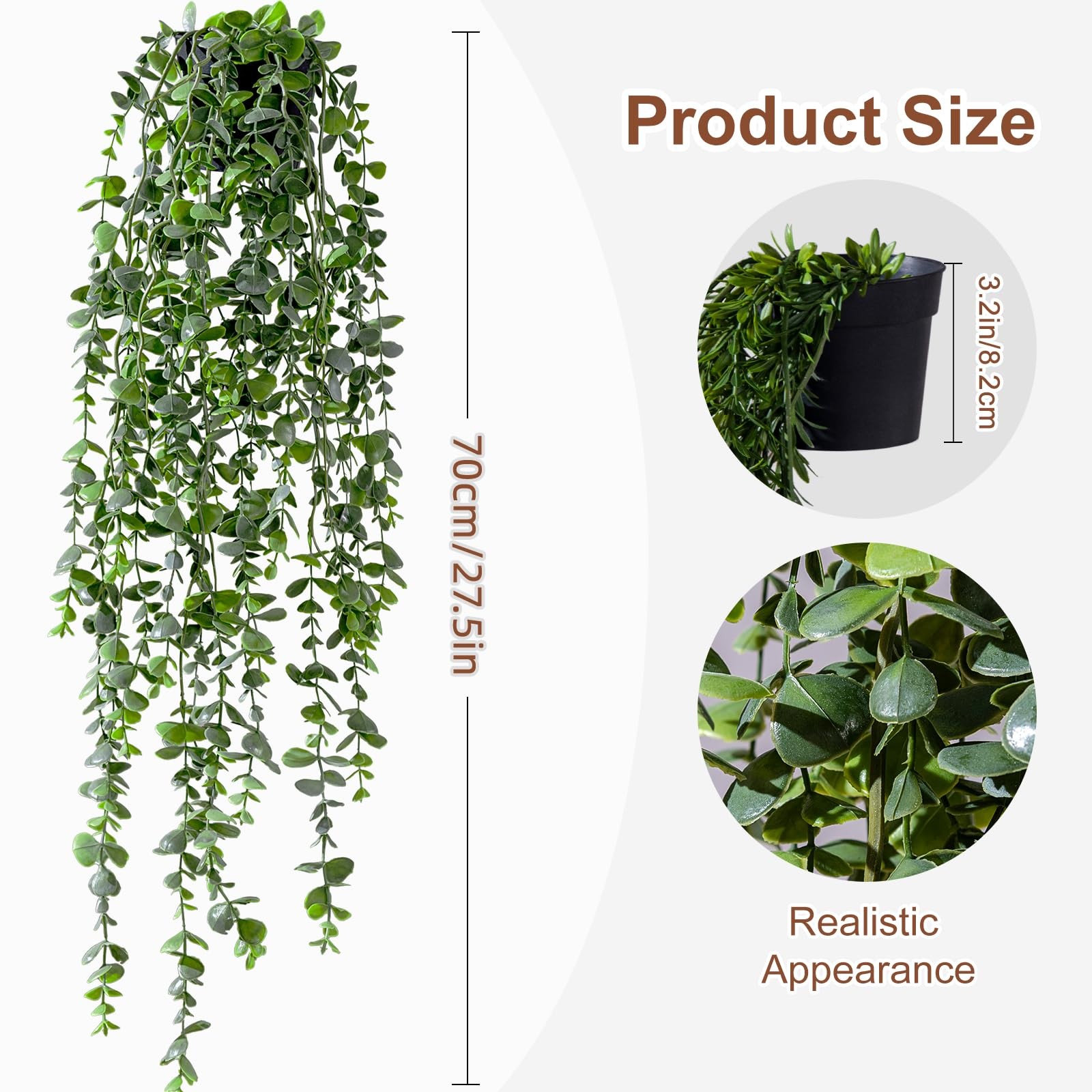 Artificial Hanging Plant 2 Pcs Faux Plant Ivy Vine Faux Eucalyptus Vines Fake…