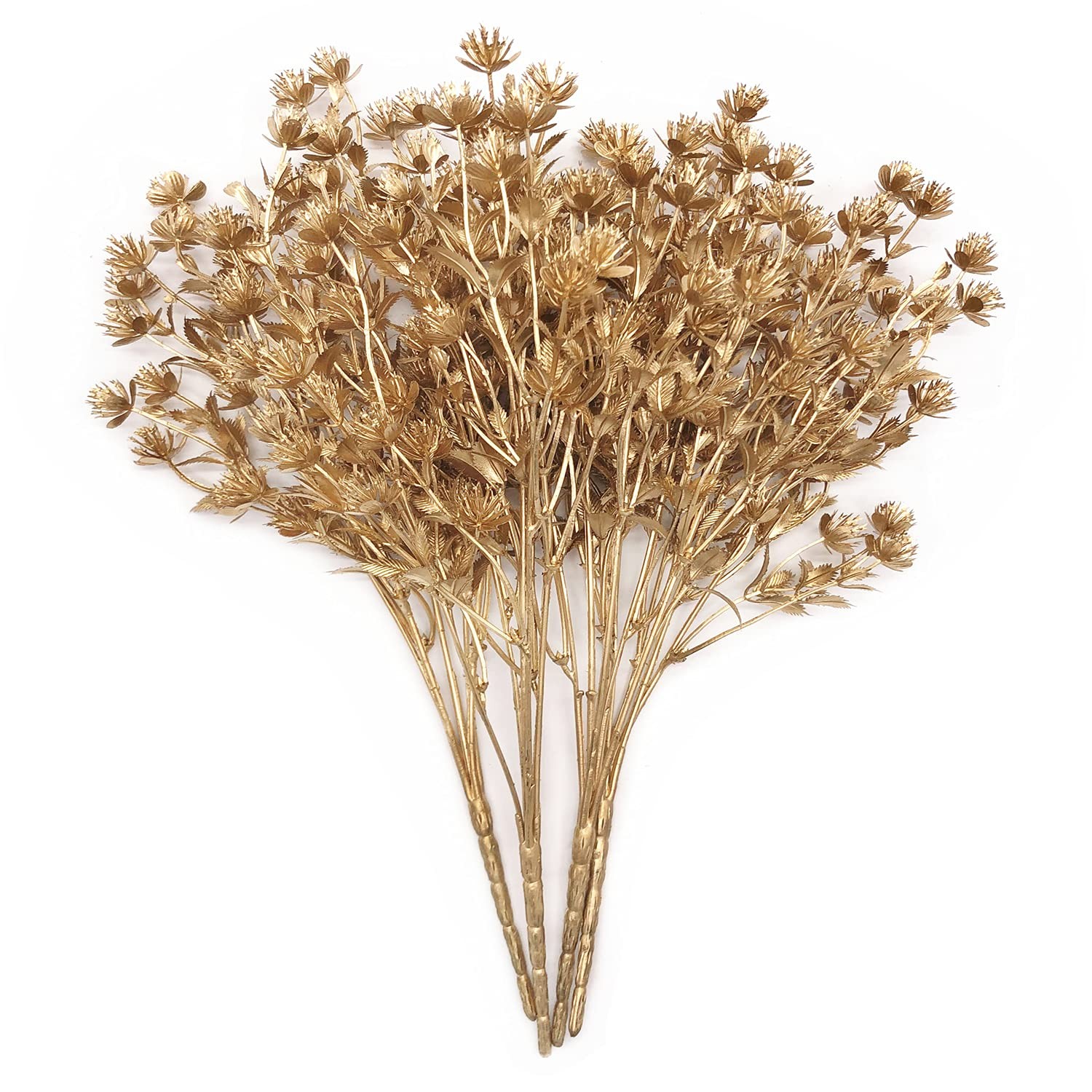 Artificial Flowers Golden Baby Breath Gypsophila, Fake Plant Bush Grass Decor…