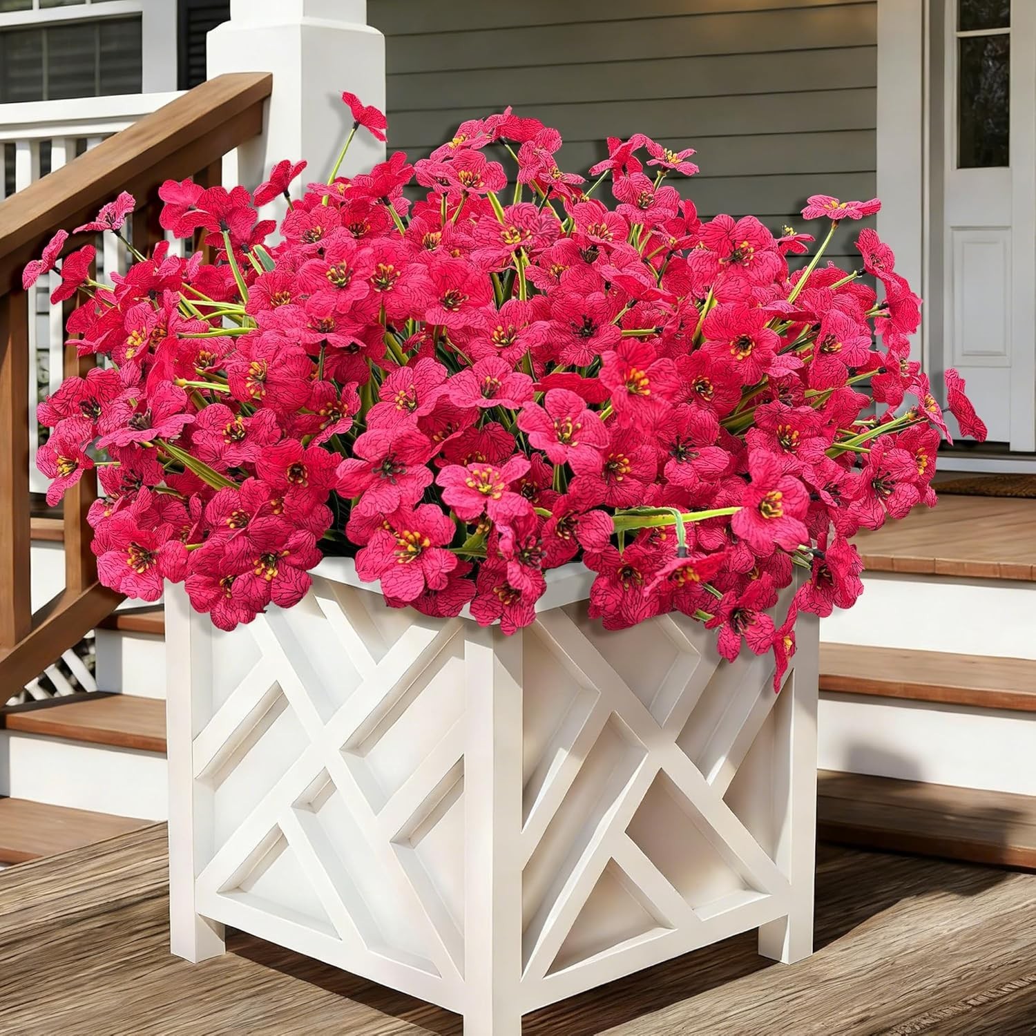 20 Bundles Fuchsia Artificial Flowers for Outdoors, UV Resistant Fake Flowers…