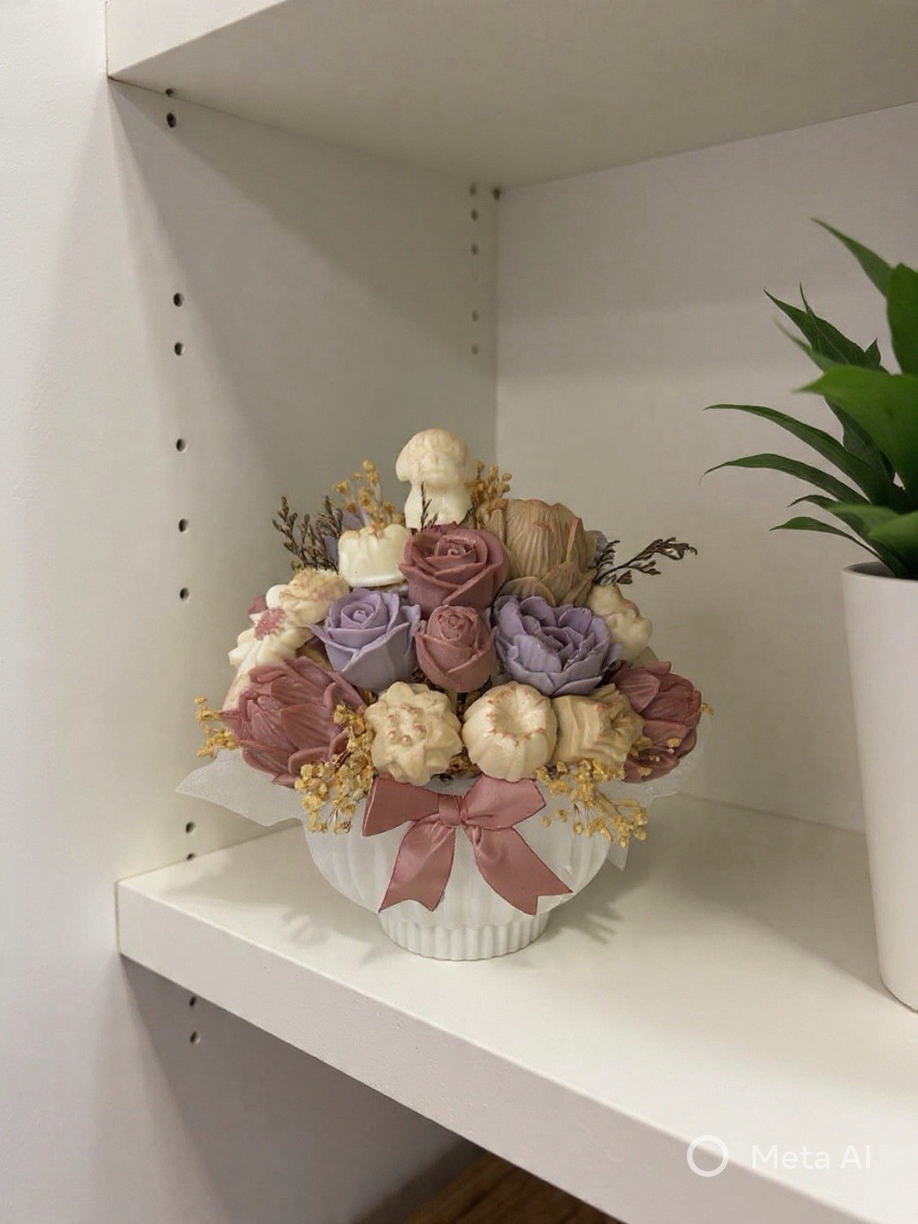 Handmade Wax Floral Arrangement Pastel Colors Decorative Centerpiece 13” 4 lbs