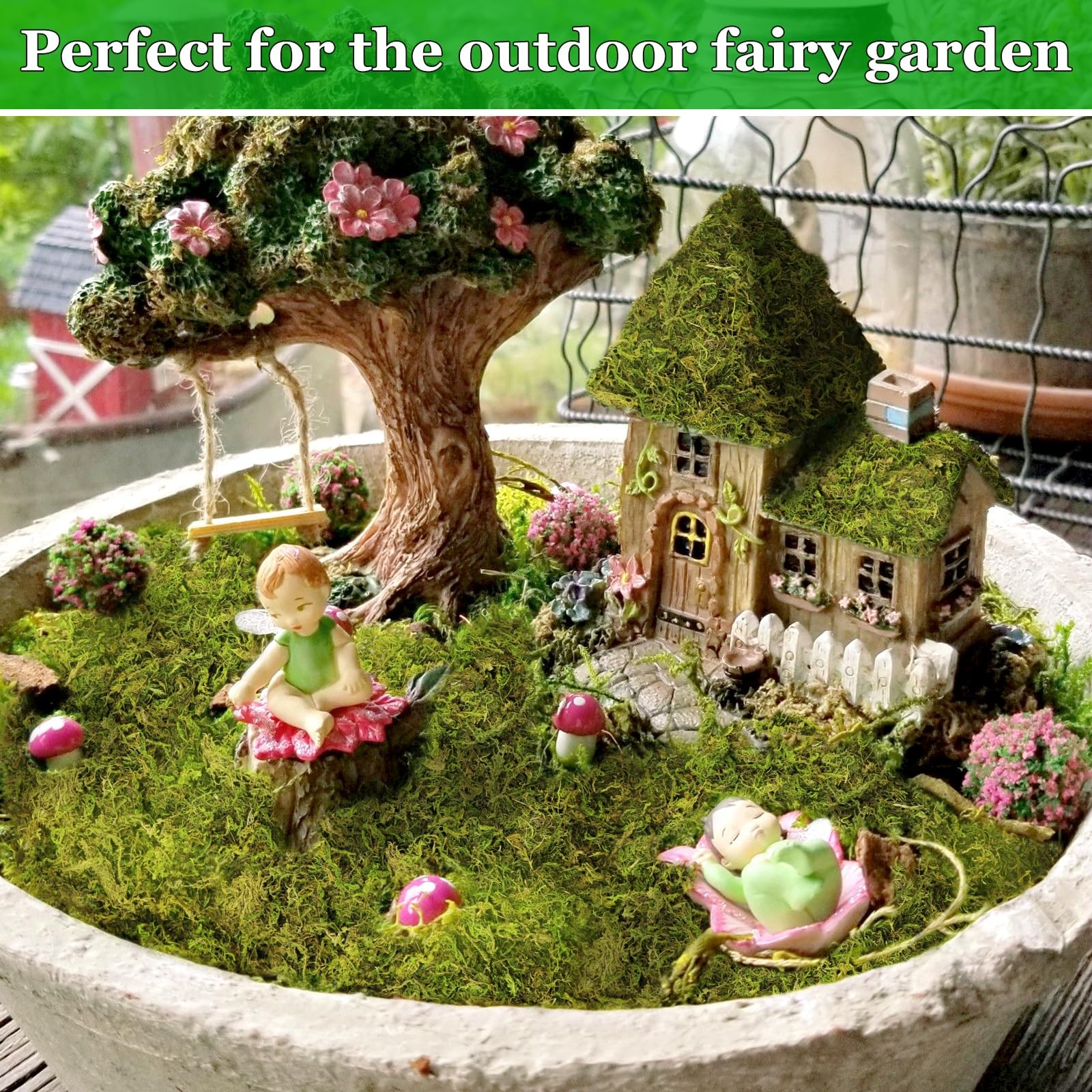7oz Artificial Fake Moss for Indoor Plants Premium Faux Craft Potted Plant