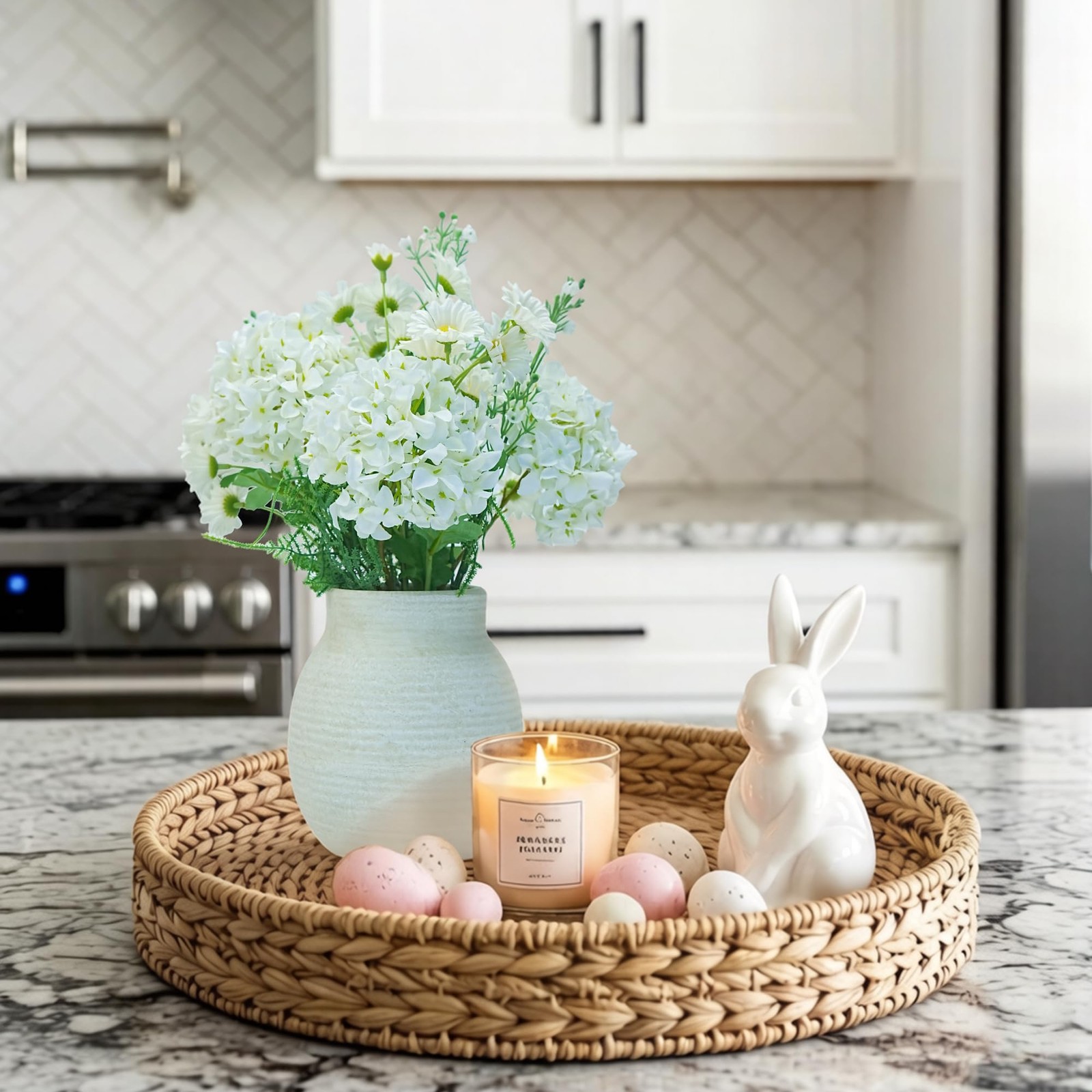 Centerpieces for Tables, Fake Flowers with Vase Home Decor