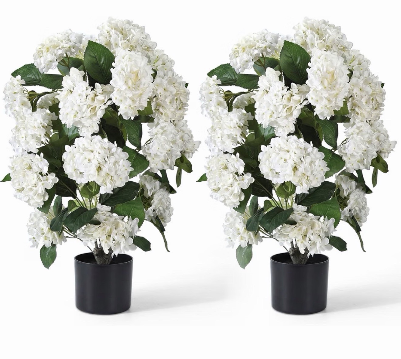 Ingredmix 30” Artificial Hydrangea Trees 2 Pack White Faux Plants Patio Decor