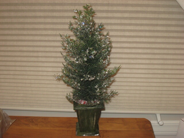 ICE TREE IN GREEN WOODEN CONTAINER 15 1/2″ H