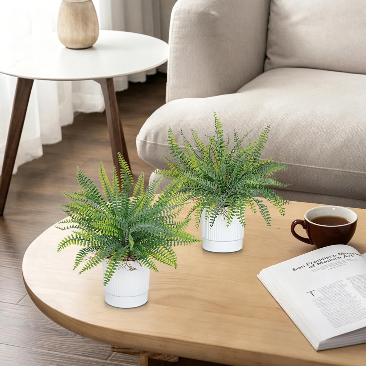 Set of 2 Fake Plant Fern Potted Artificial Plants for Shelf Desk Home Bathroo…