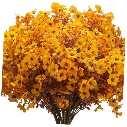 16 Bundles Artificial Fall Mums Outdoor UV Resistant, Fake Silk Fall Yellow
