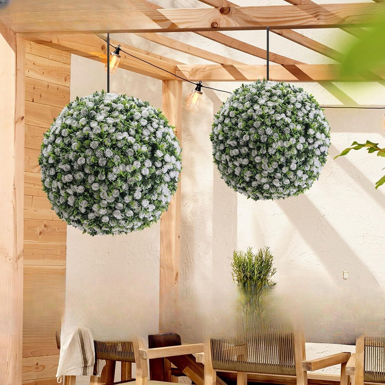 2PCS Artificial Topiary Ball Grass Ball UV Protected Faux Boxwood Decor Balls