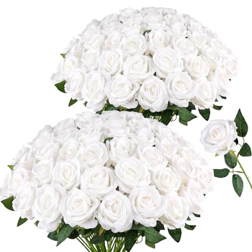Artificial Roses White Velvet Wedding Decor Set