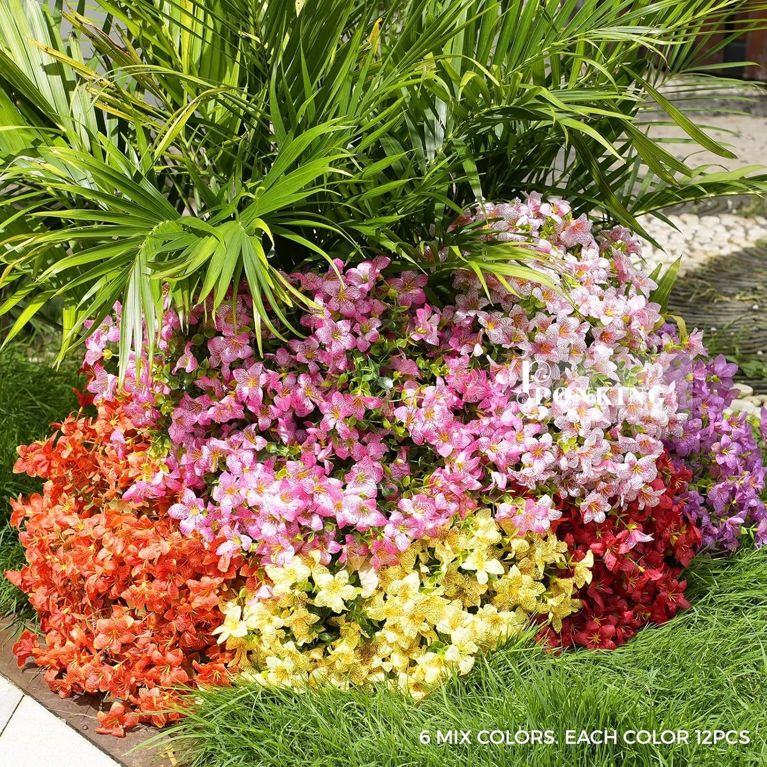 Durable and UV Resistant 12 Bundles of Faux Flowers for Timeless Outdoor Beauty