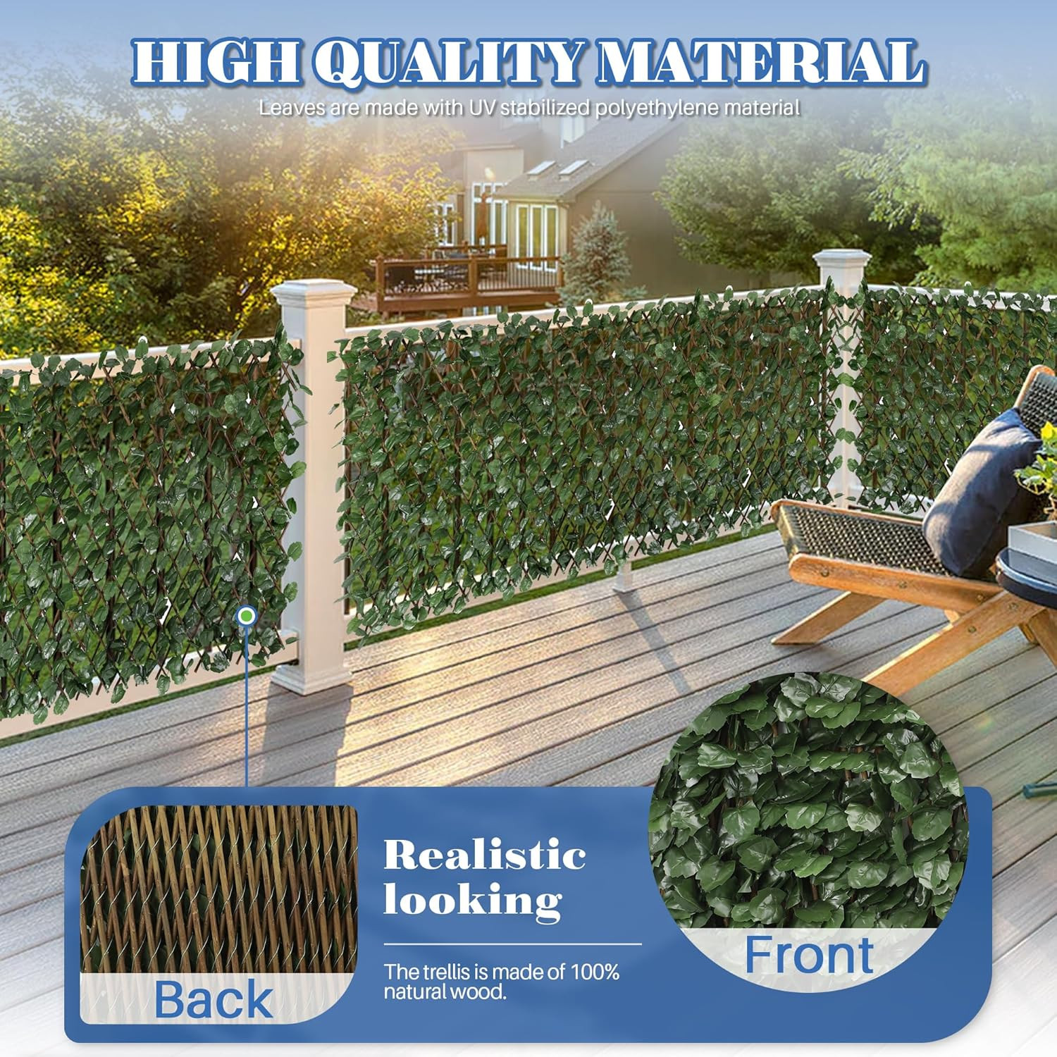 Expandable Artificial Leaf Faux Ivy Sweet Potato Leaves Privacy Fence Screen, St