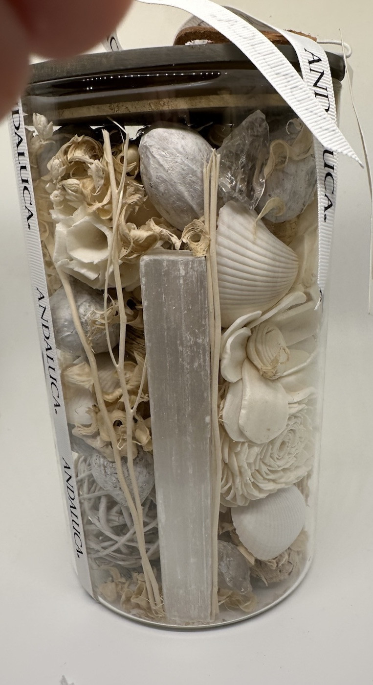 White selenite & Sandalwood Potpourri Bowl Filler Shells, Floral Beautiful