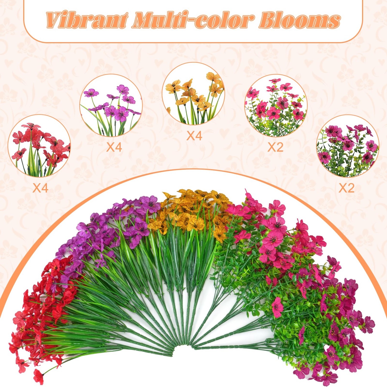 16 Bundles Artificial Flowers for Outdoor Decoration, Fake Flowers No Fade UV…