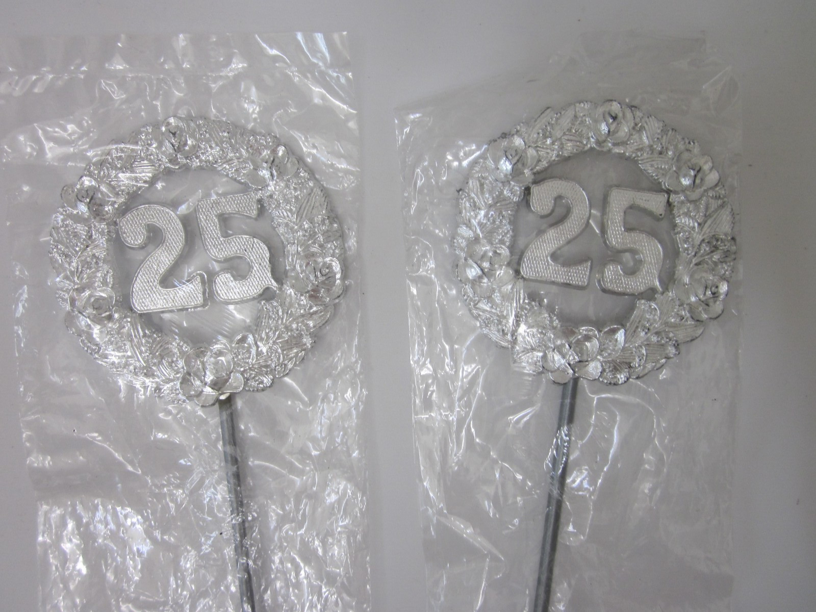 VTG NOS 5 pc Gold 50th & Silver 25th Anniversary Floral Picks Crafts KITSCH