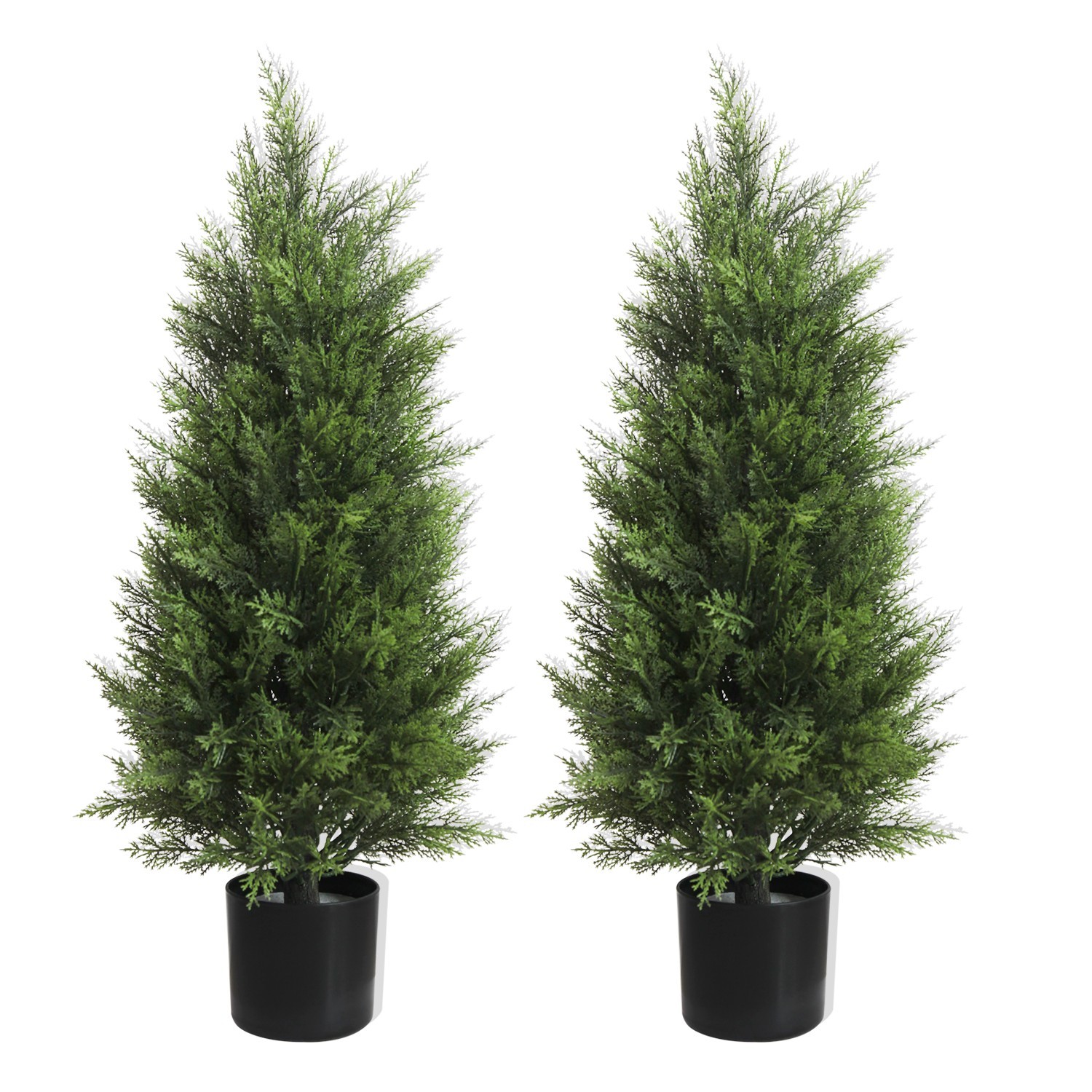 2Pack Artificial Cypress Trees, Faux Cedar Topiary Shrubs Indoor Outdoor Decor
