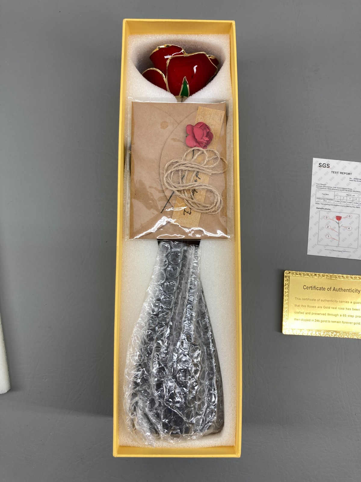24K Gold Real Rose Dipped in 24K Gold and Lacquer Red Rose Preserved Rose New