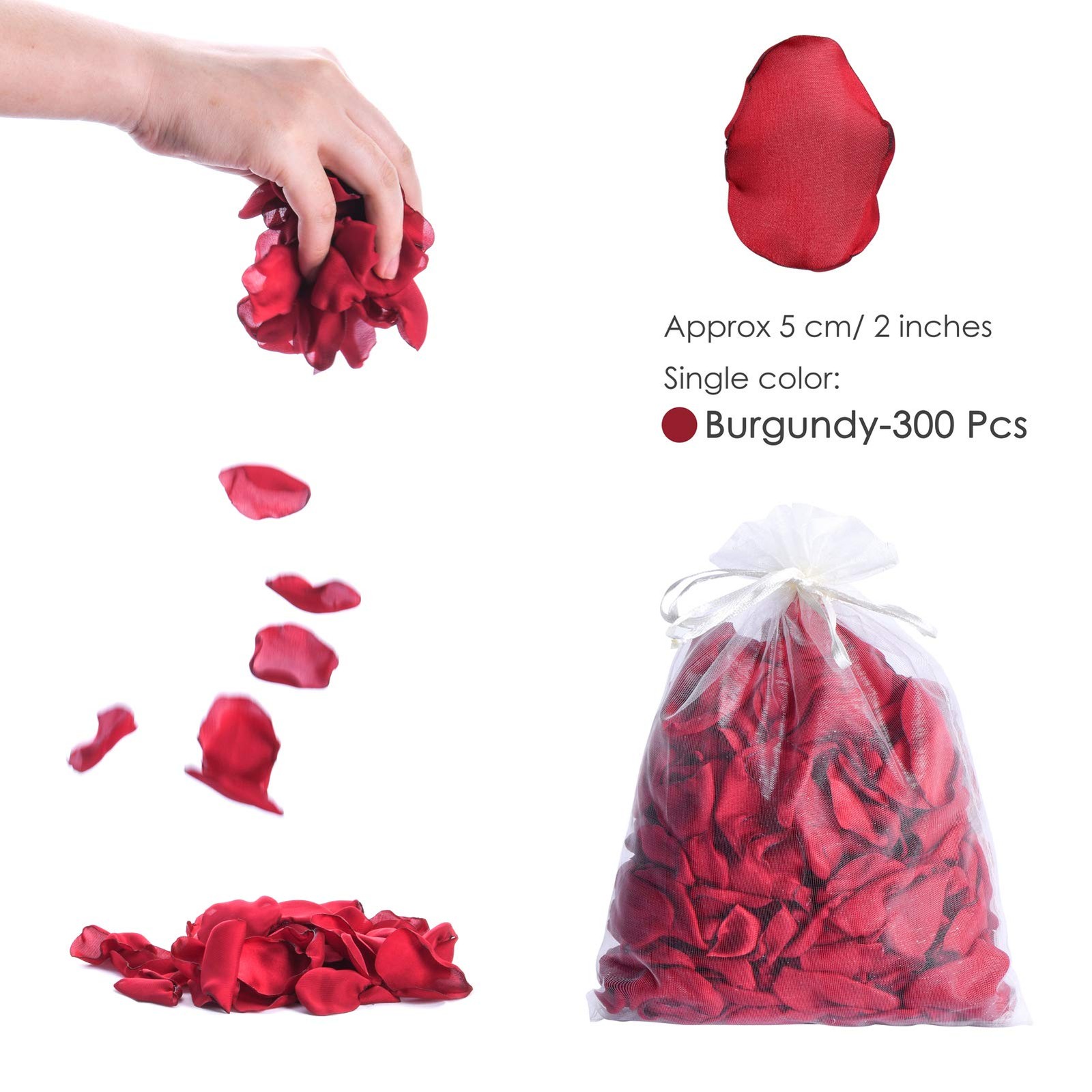 Burgundy Rose Petals 300pcs Silk Rose Petals Flower Petals for Wedding Flower…