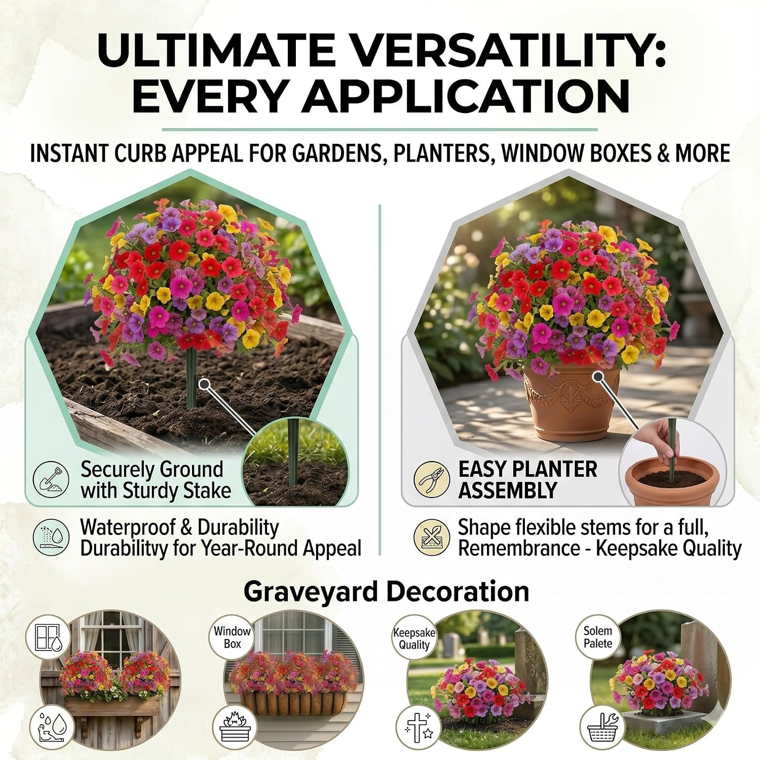 2 Pack UV Resistant Real Touch Outdoor Petunias – Perfect for Yard & Porch Decor
