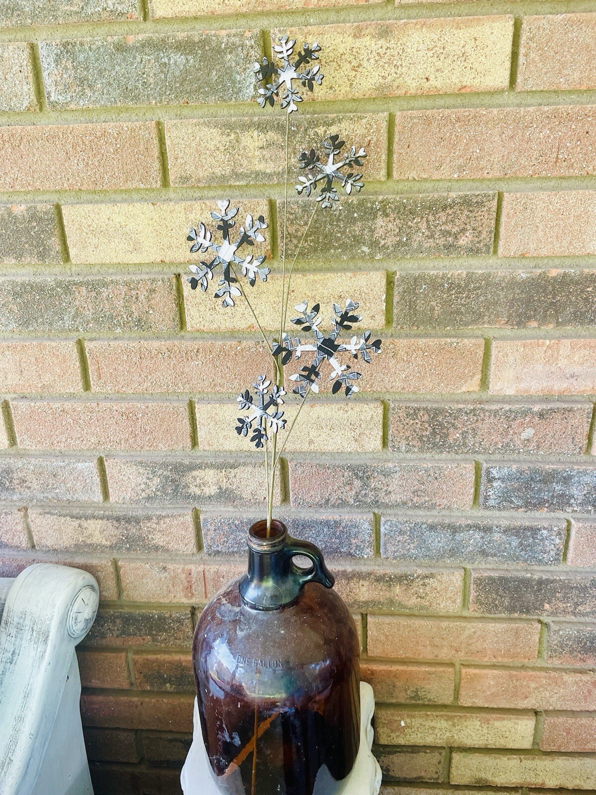 Black & White Plaid Snowflake Spray 27”